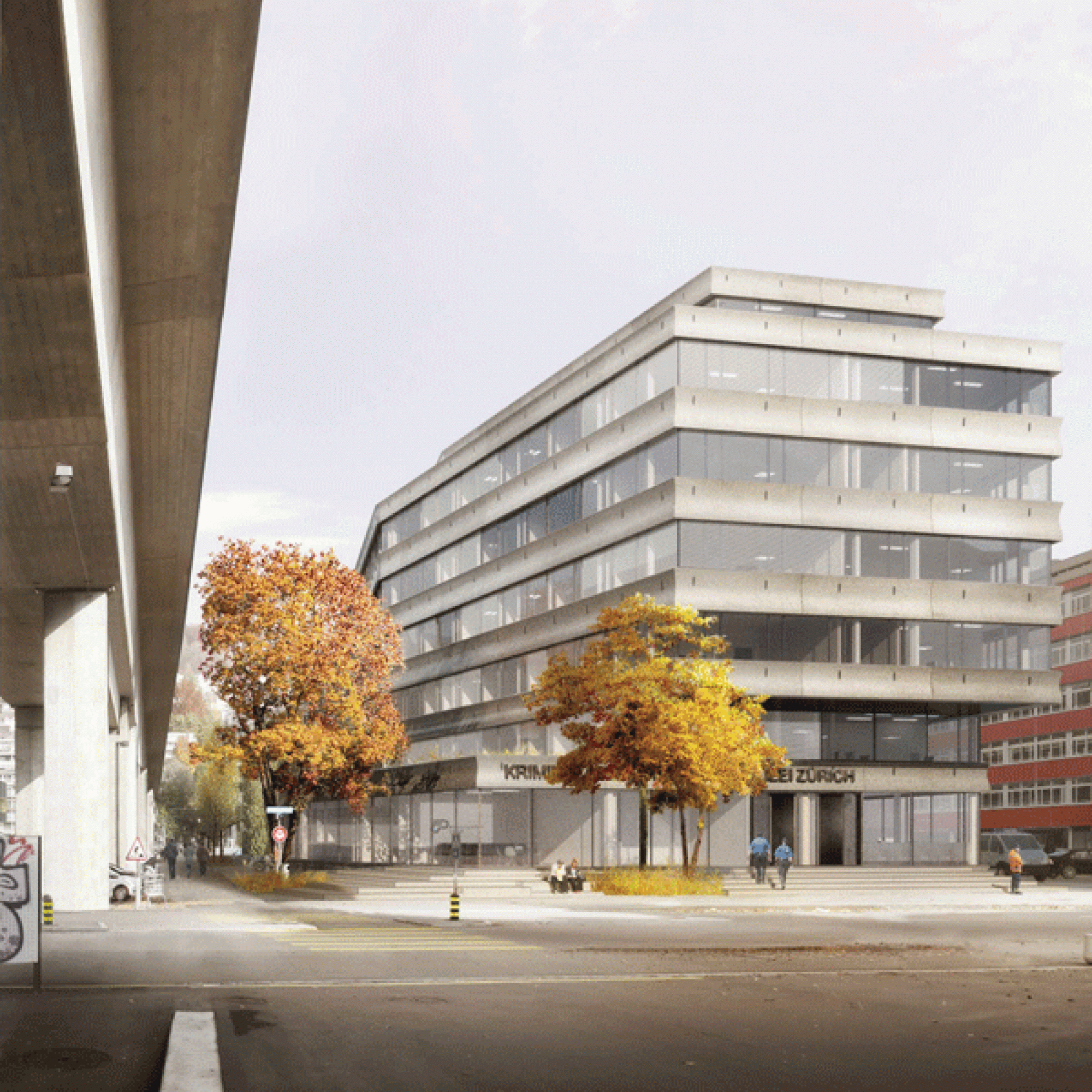 Der geplante Neubau der Kriminalabteilung der Stadtpolizei Zürich… (Penzel Valier AG, Zürich)