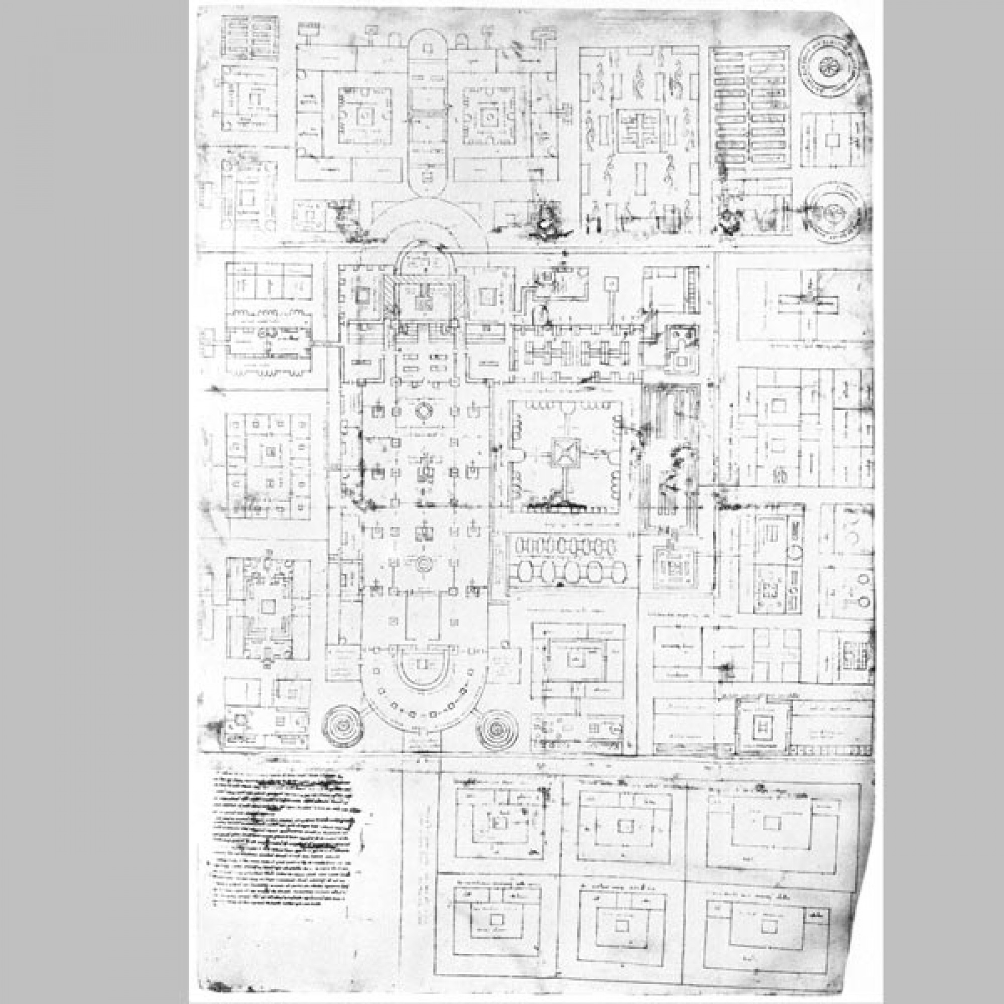 Der St. Galler Klosterplan, der wahrscheinlich im 9. Jahrhundert auf der Klosterinsel Reichenau entstand. Er ist die älteste bekannte Architekturzeichnung des Abendlandes.  (Bild: gemeinfrei)