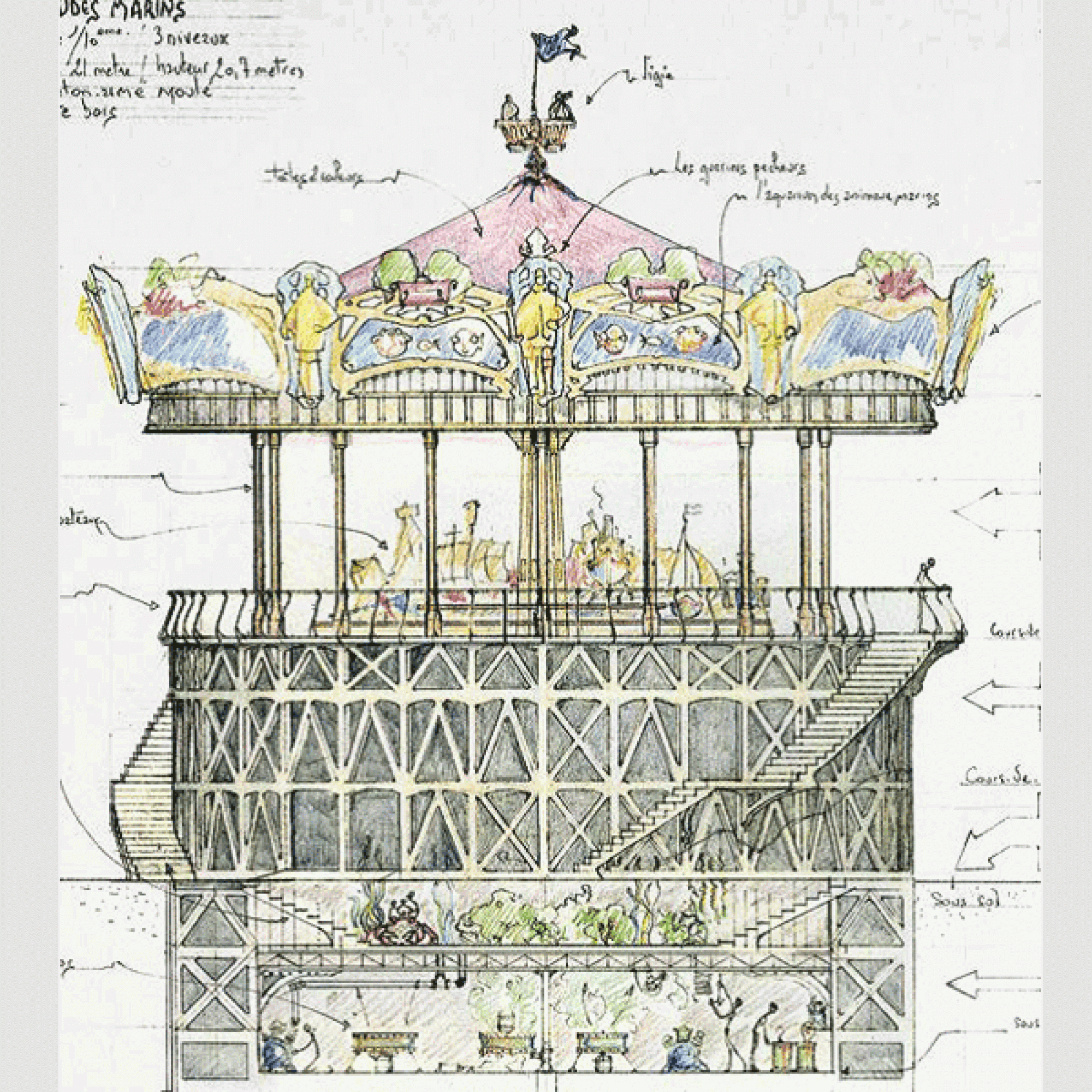 Ein Entwurf des Karussells von François Delarozière. (Bild: © François Delarozière)