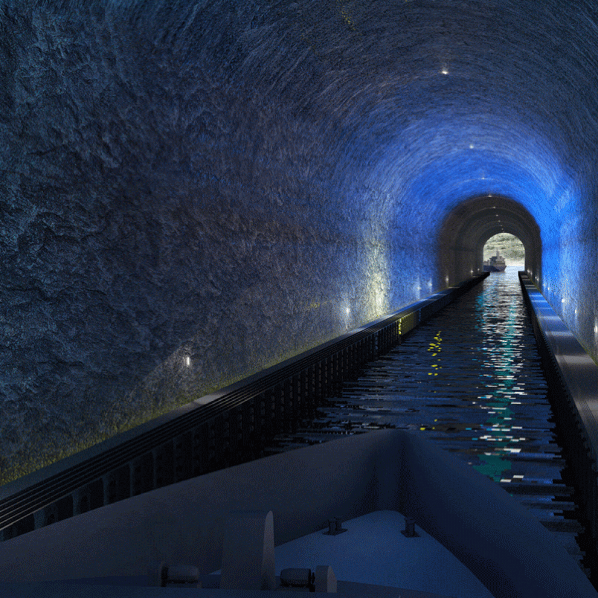 Eine Visualisierung vom Inneren des Tunnels.