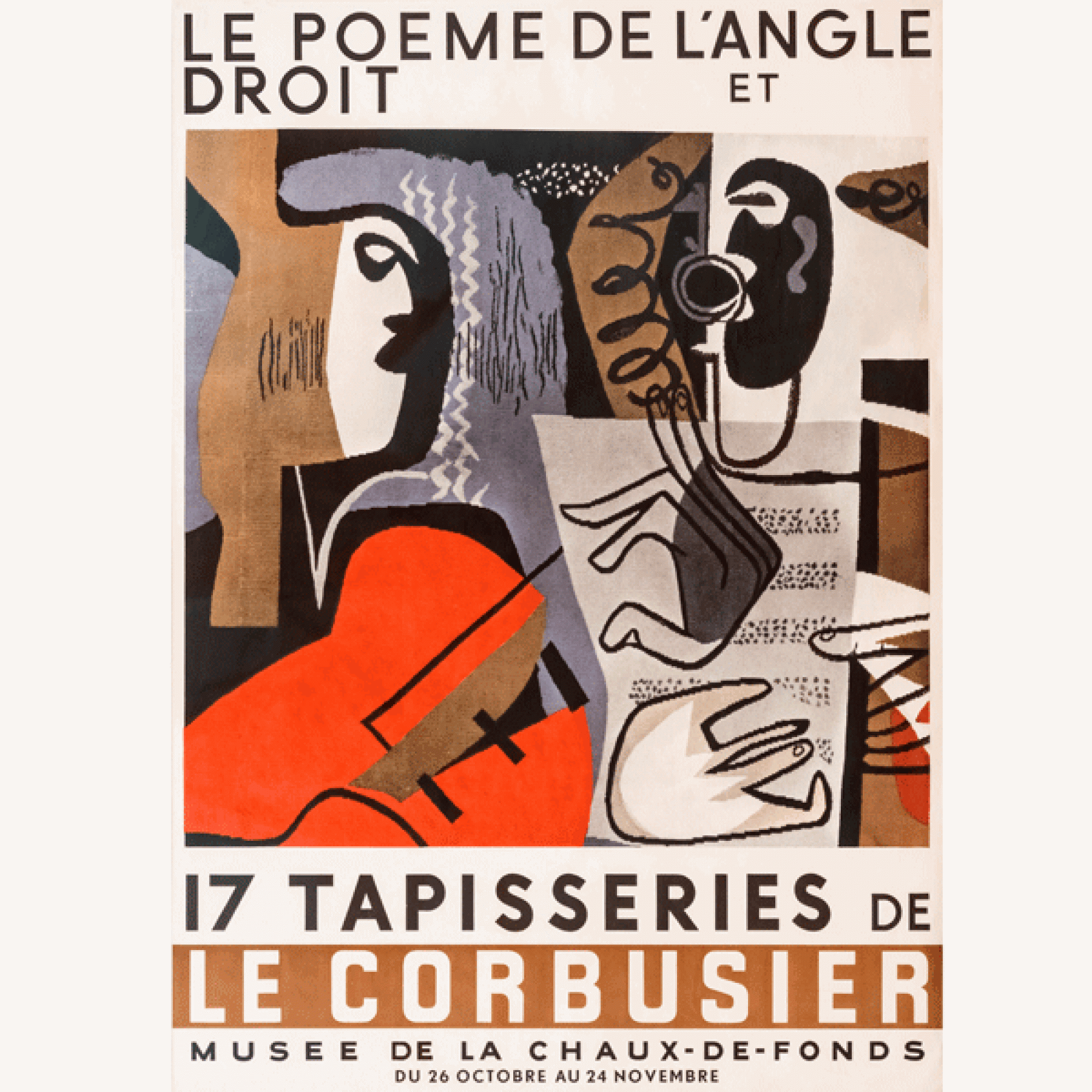 Le Corbusiers Künstlerplakat, das er anlässlich seiner Ausstellung 1957 in seiner Heimatstadt La Chaux-de-Fonds entworfen hatte. (Bild: © FLC/2017, ProLitteris, Zurich)
