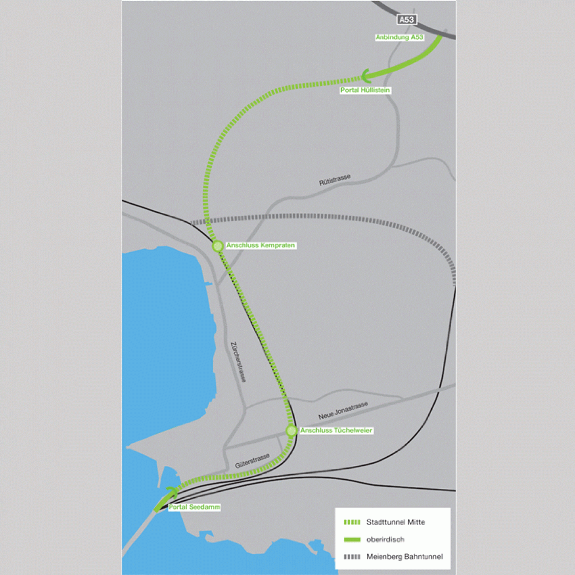 Variante «Stadttunnel Mitte» (Grafiken zvg)