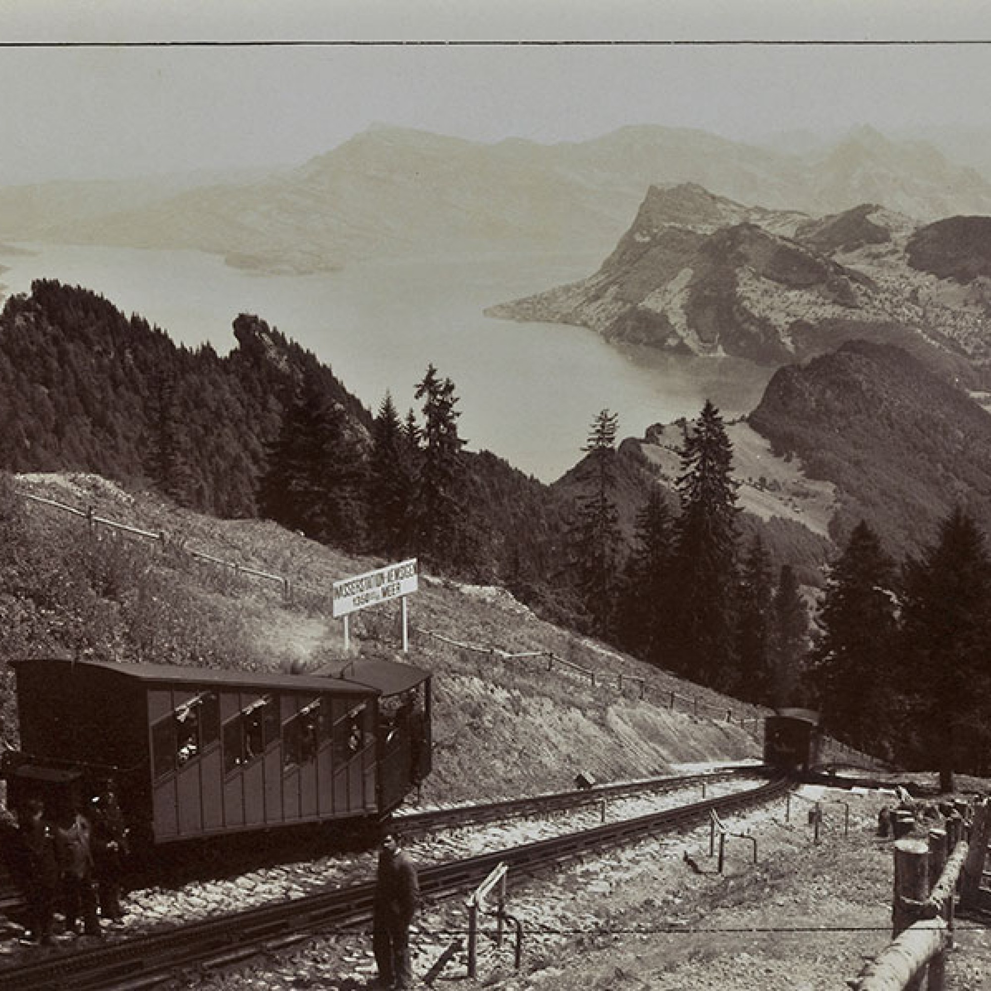 Die Pilatusbahn an der Wasserstation um 1890. (Schweizerisches Nationalmuseum)