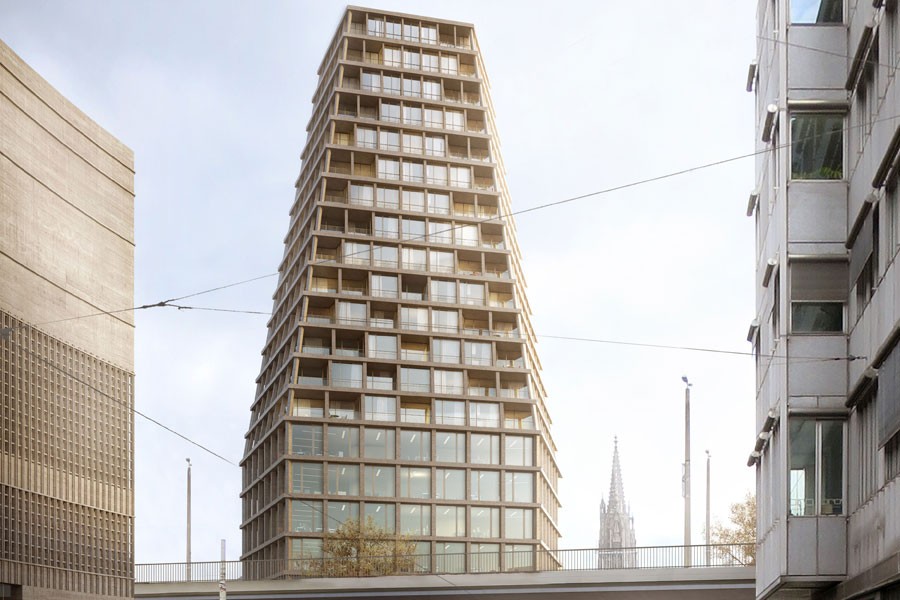 Visualisierung neues Hochhaus Basler Heuwaage