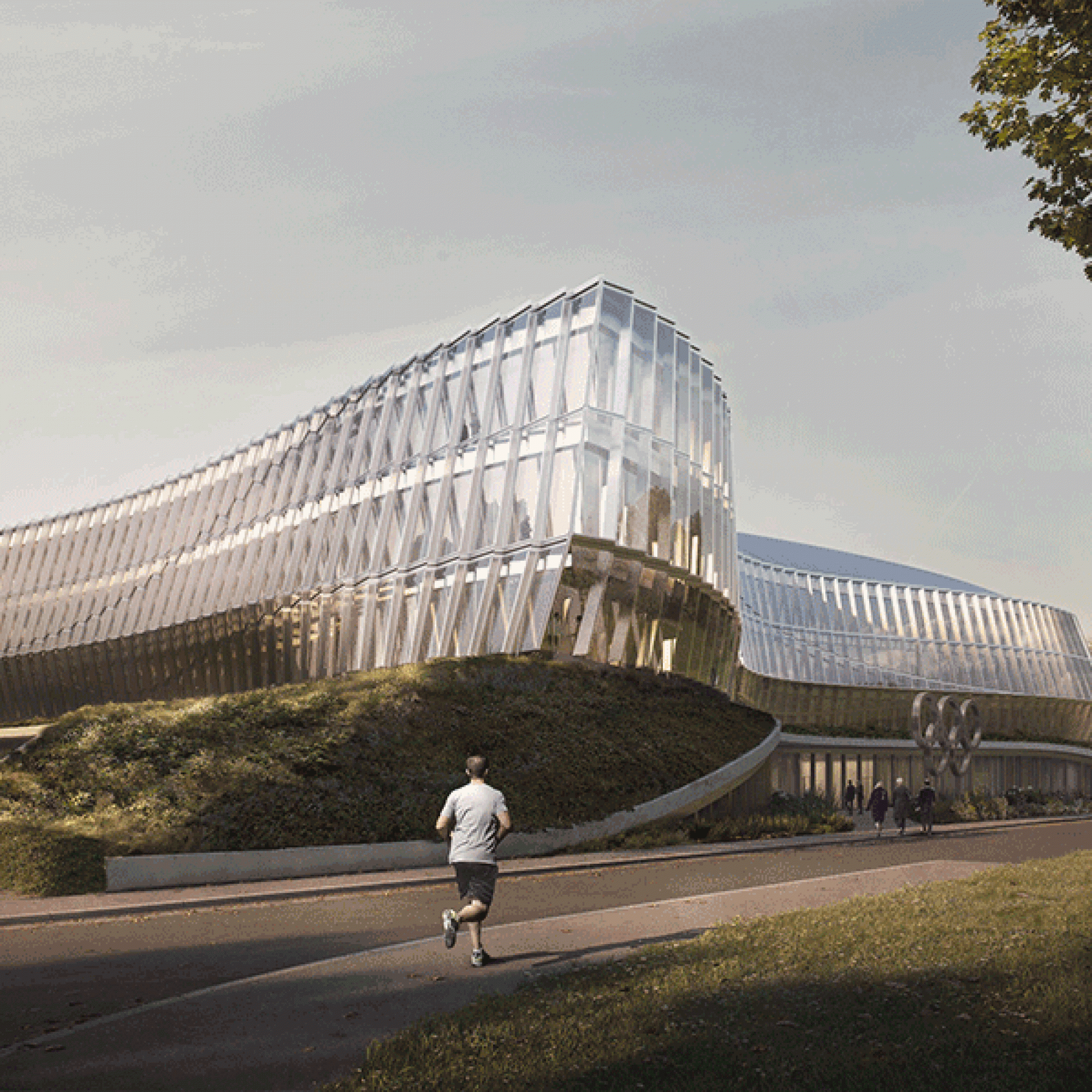 Neues IOC-Gebäude in Lausanne von 3XN. Zurzeit laufen die Bauarbeiten. 
