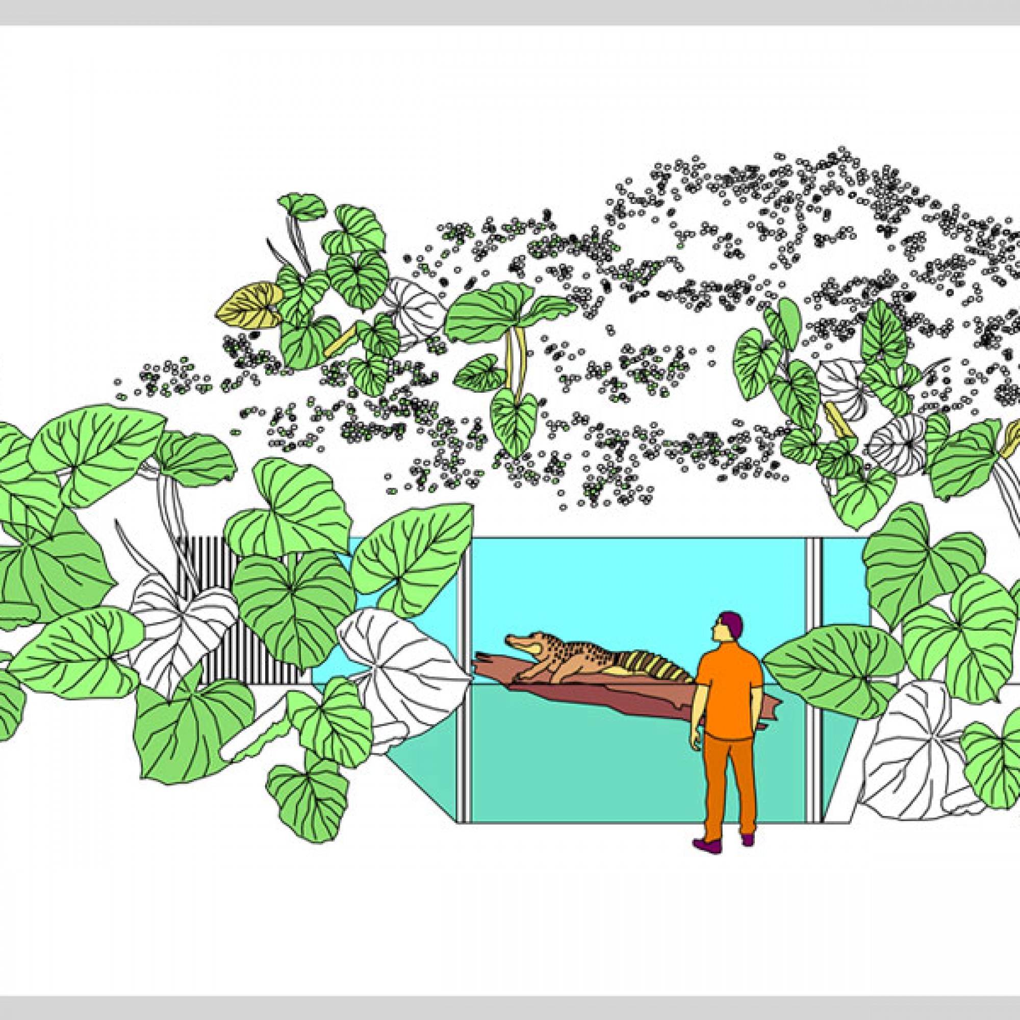 Visualisierung der Krokodilanlage. 