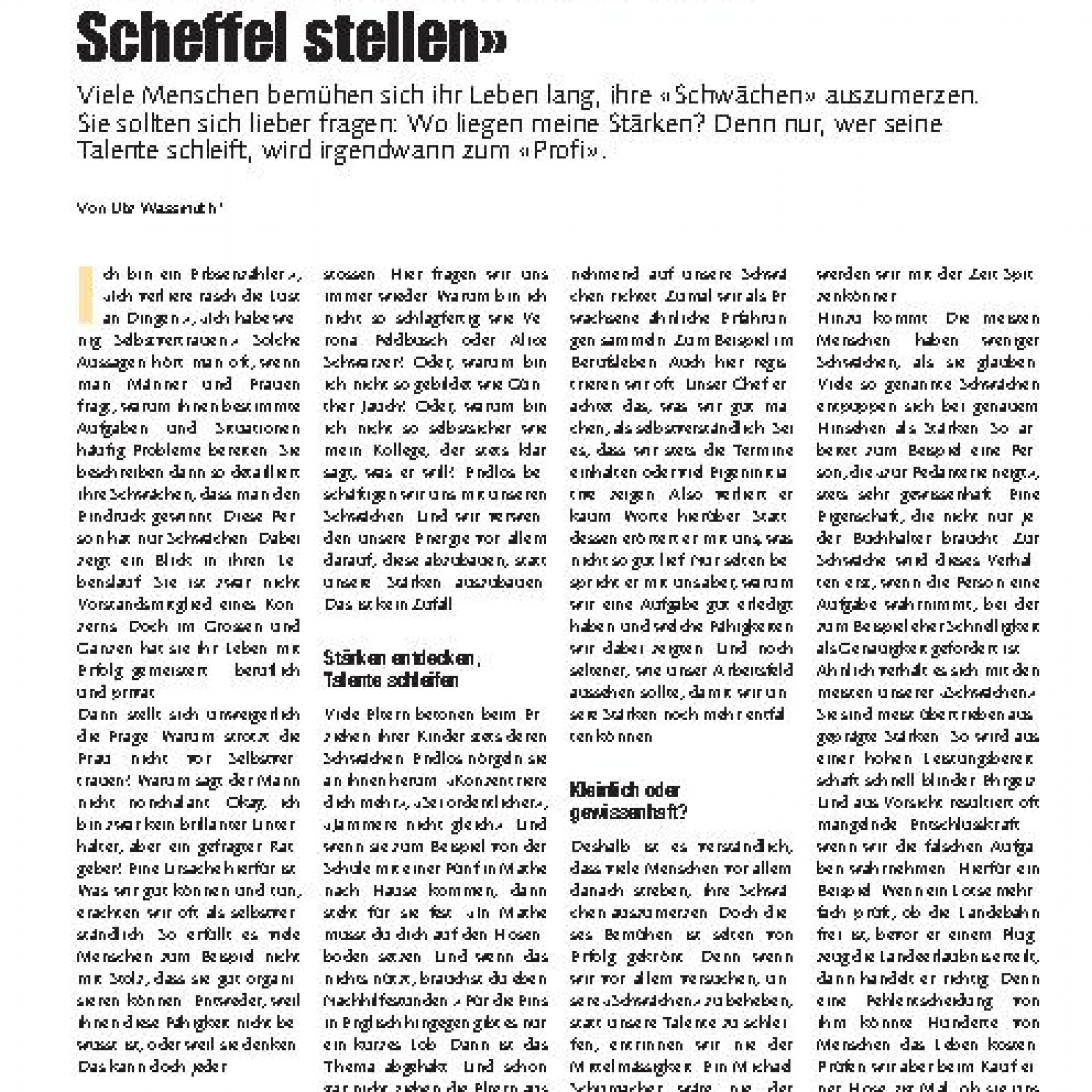 Selbstvertrauen «Das Licht nicht unter den Scheffel stellen» Baublatt Selbstvertrauen «Das Licht nicht unter den Scheffel stellen» Baublatt