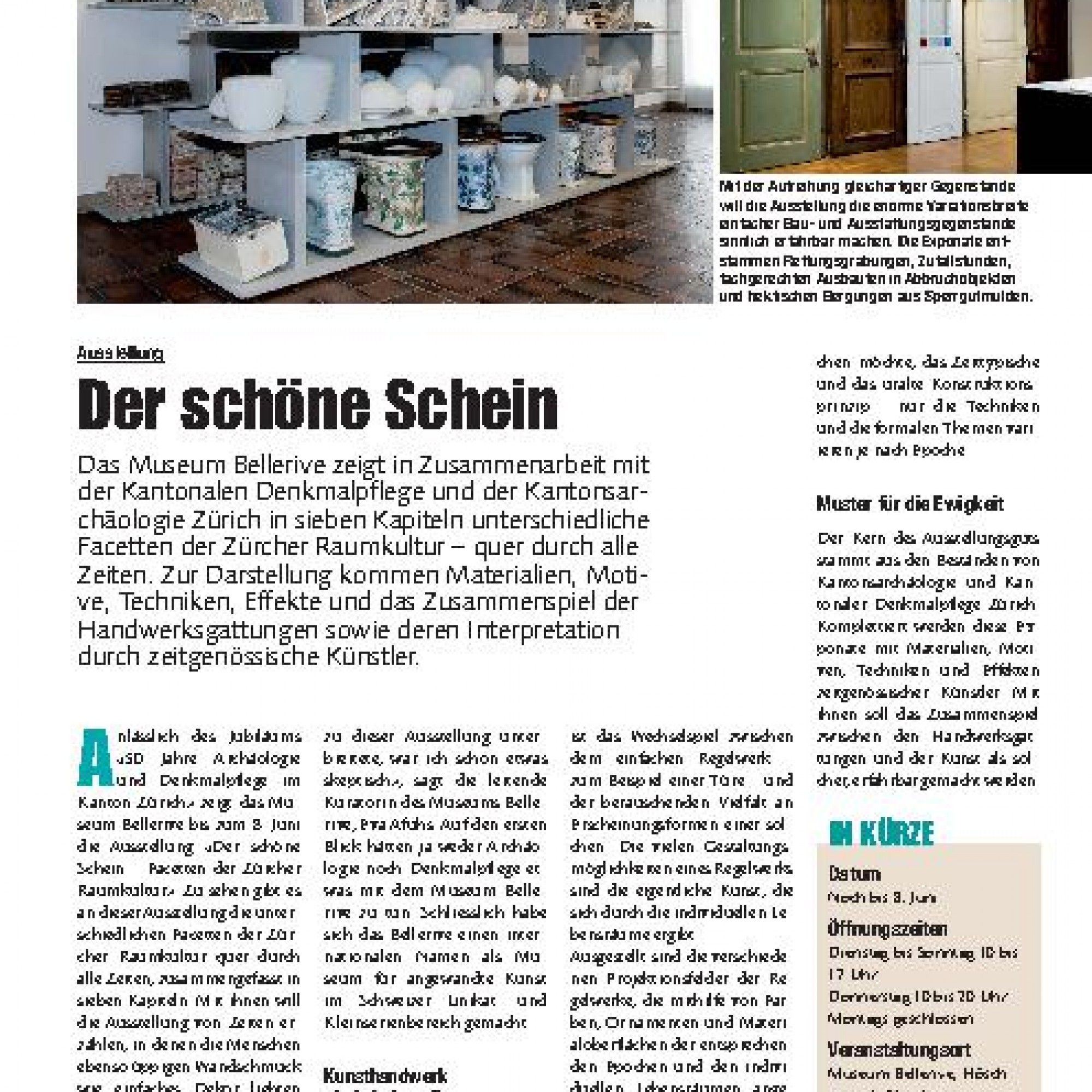 Ausstellung Der schöne Schein Baublatt