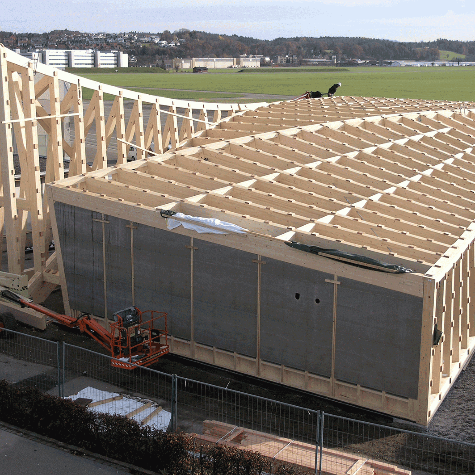 Aufrichte Pavillon Innovationspark Dübendorf. 