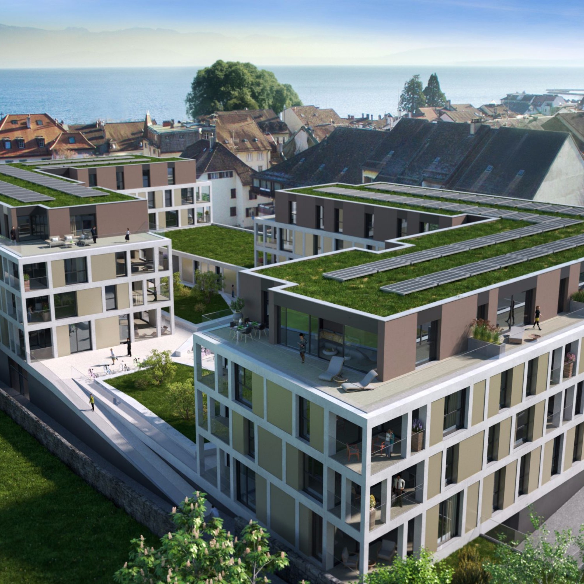 In der Gemeinde Rolle (VD) zwischen Lausanne und Genf entwickelt und baut Implenia das Projekt «Rue du Temple». Die Überbauung bietet Wohn-, Gewerbe- und Bürofläche sowie ein öffentliches Parkhaus. 