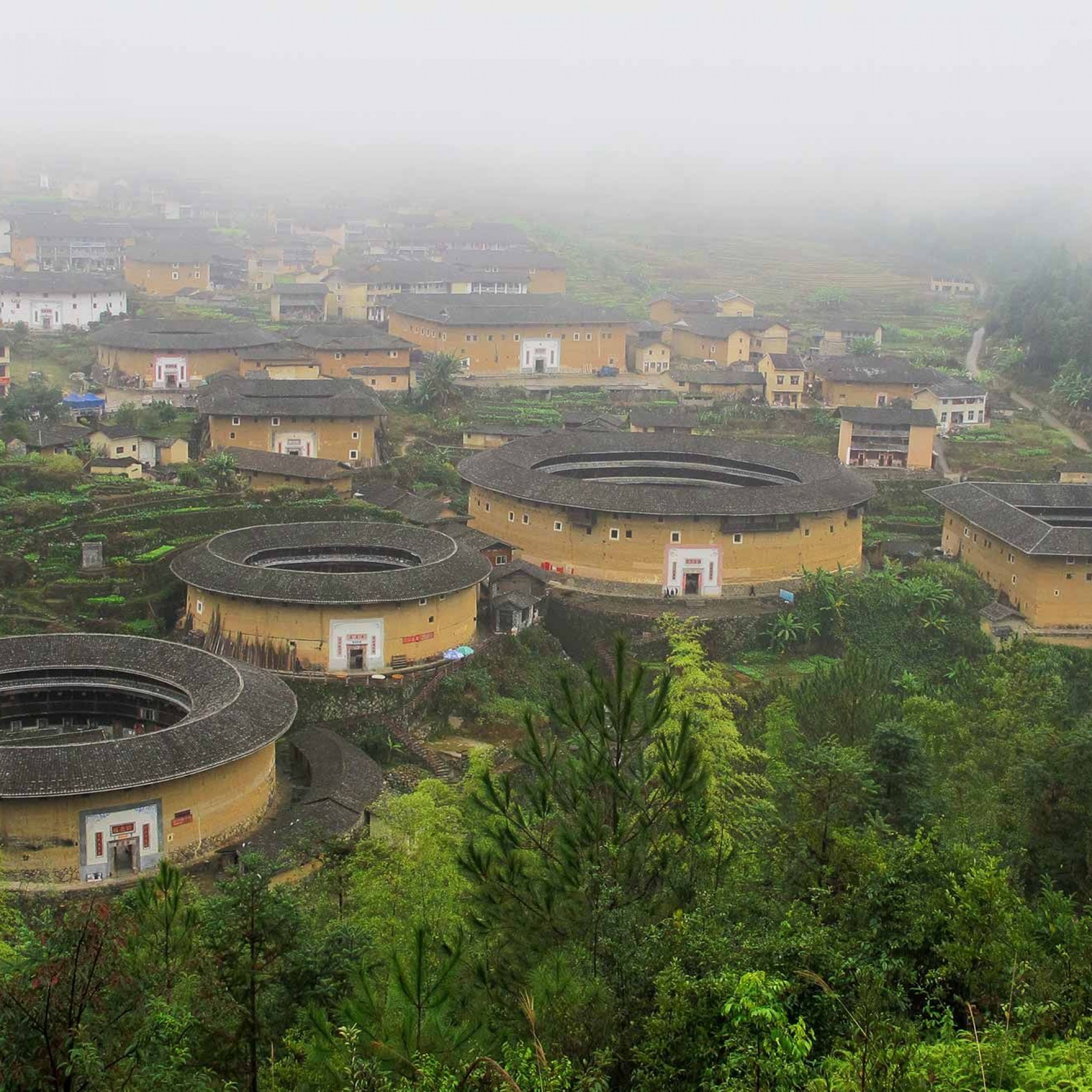 Tulou in der Provinz Fujan, China.