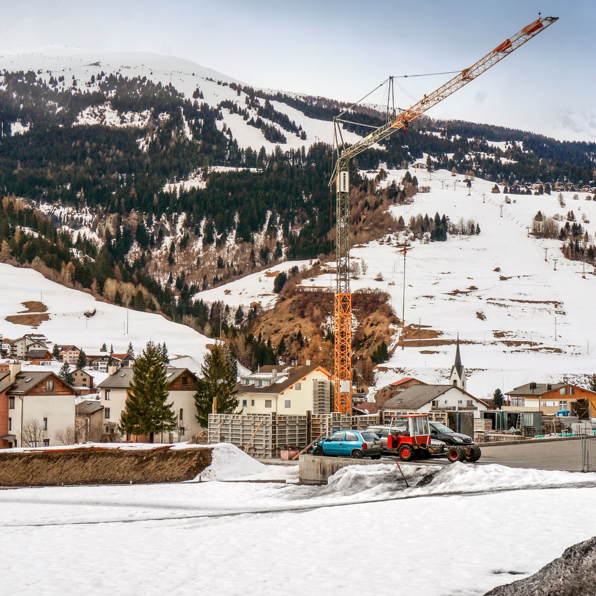 Winterbaustelle in Savognin GR