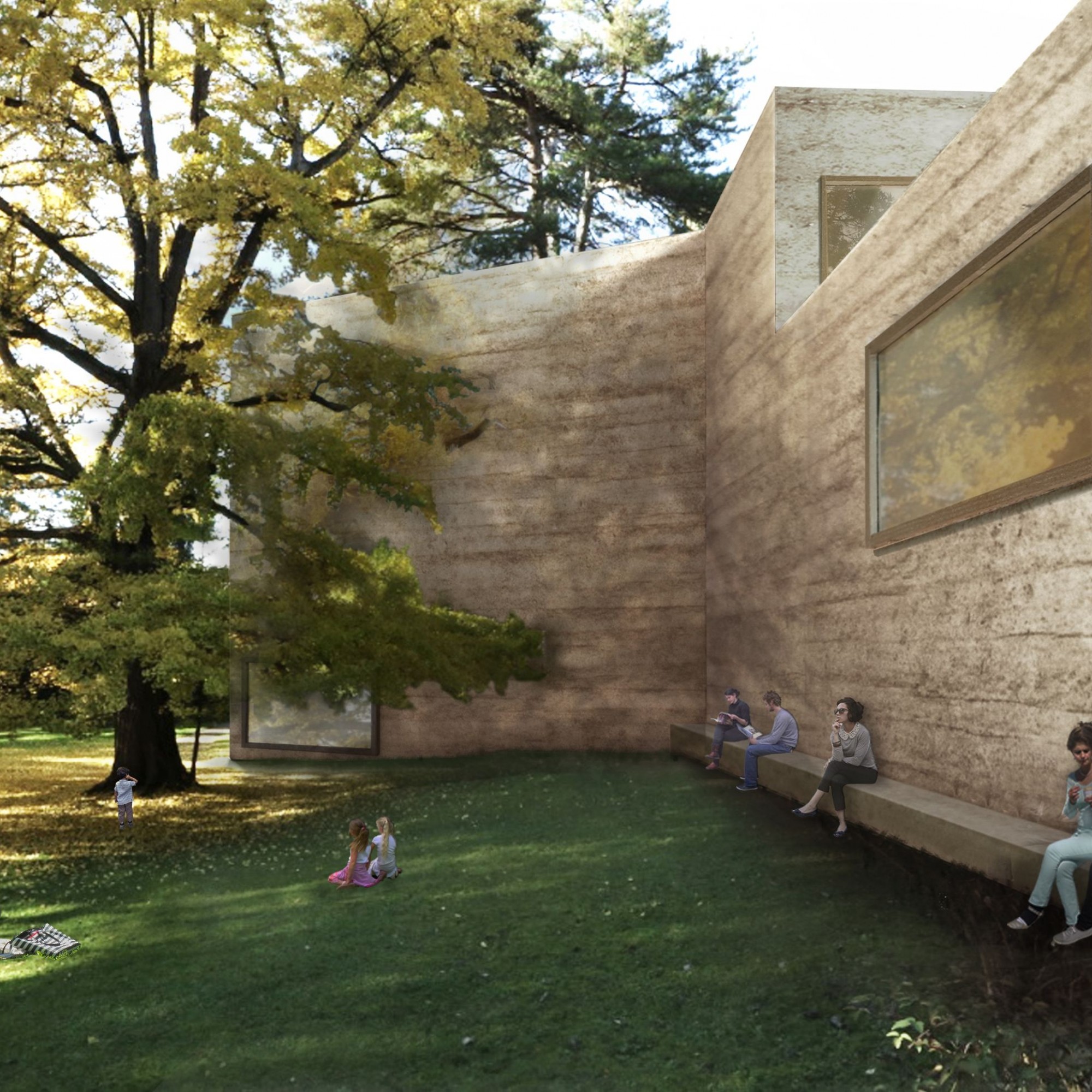 Das Erweiterungsprojekt der Fondation Beyeler von Peter Zumthor: Haus für Kunst, Sicht aus dem Iselin-Weber-Park.