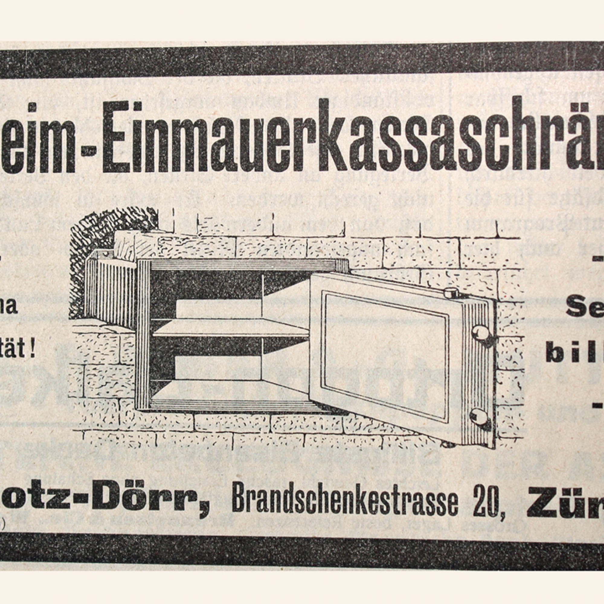 Geheime Einmauerkassaschränke gehörten wohl zum Spezialgebiet von P. Hotz-Dörr.