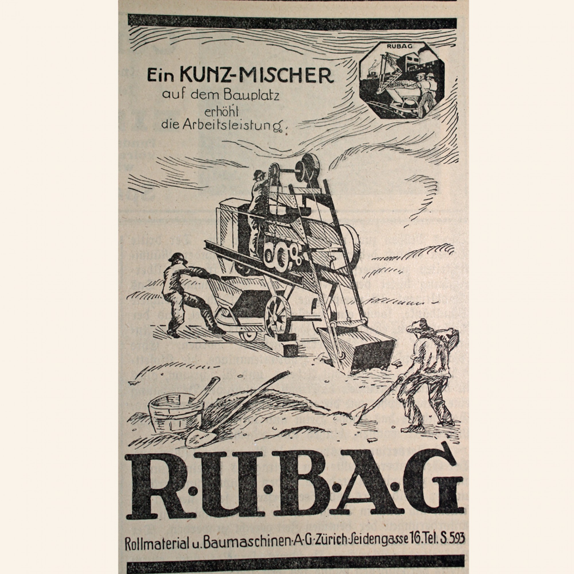 Heute lautet das Motto vieler Werbungen: Je grösser und auffallender, desto besser. Um 1920 war das noch anders. Nach Durchsicht unzähliger alter Inserate in unseren Ausgaben ist die Frage offenbar: Wer hat die schönste Zeichnung? Der «Kunz-Mischer» der R