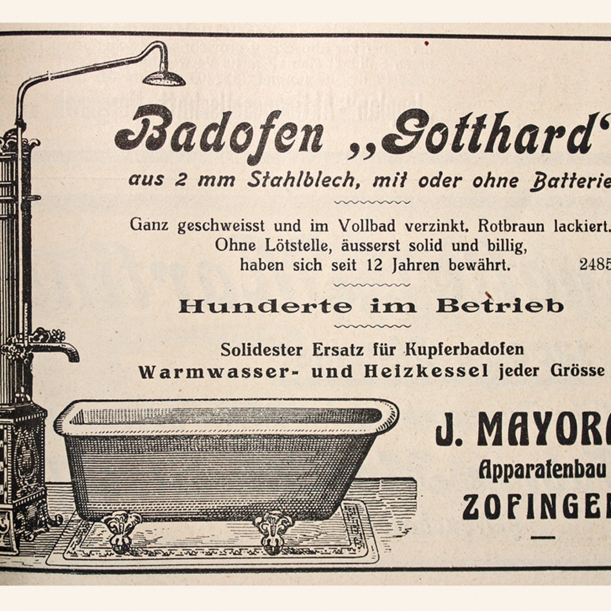 Vor fast 100 Jahren taufte man einen simplen Badofen auf den Namen «Gotthard».