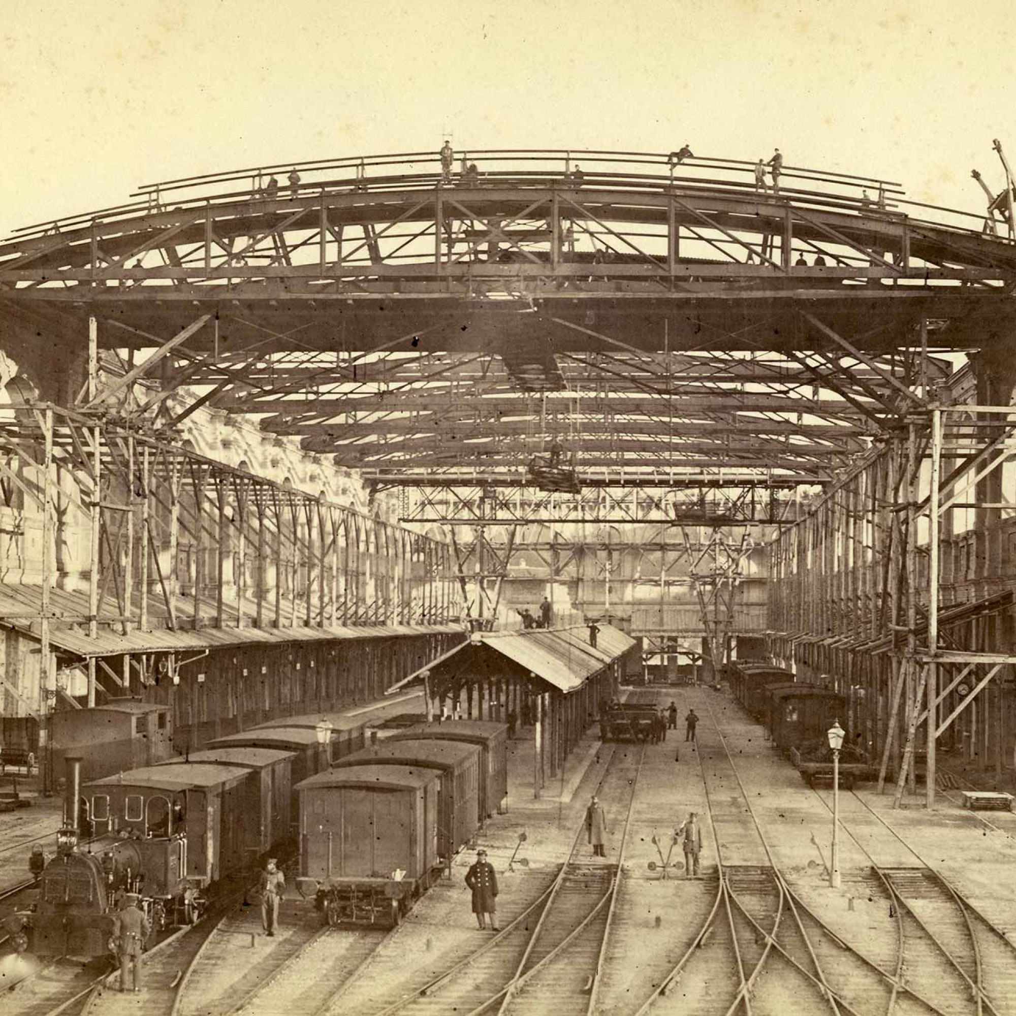 Baustelle Hauptbahnhof um 1867.