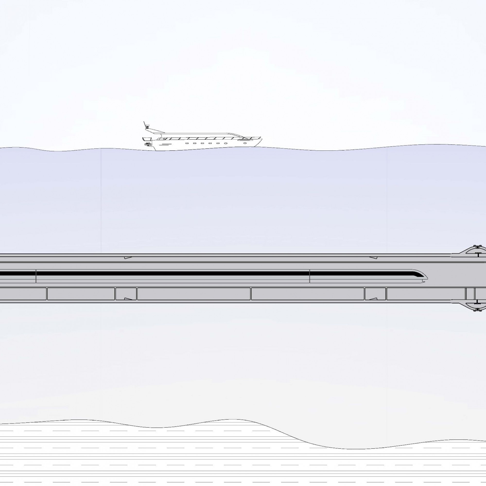 Die entwickelte Brücke hätte eine Länge von zirka 55 Kilometern.