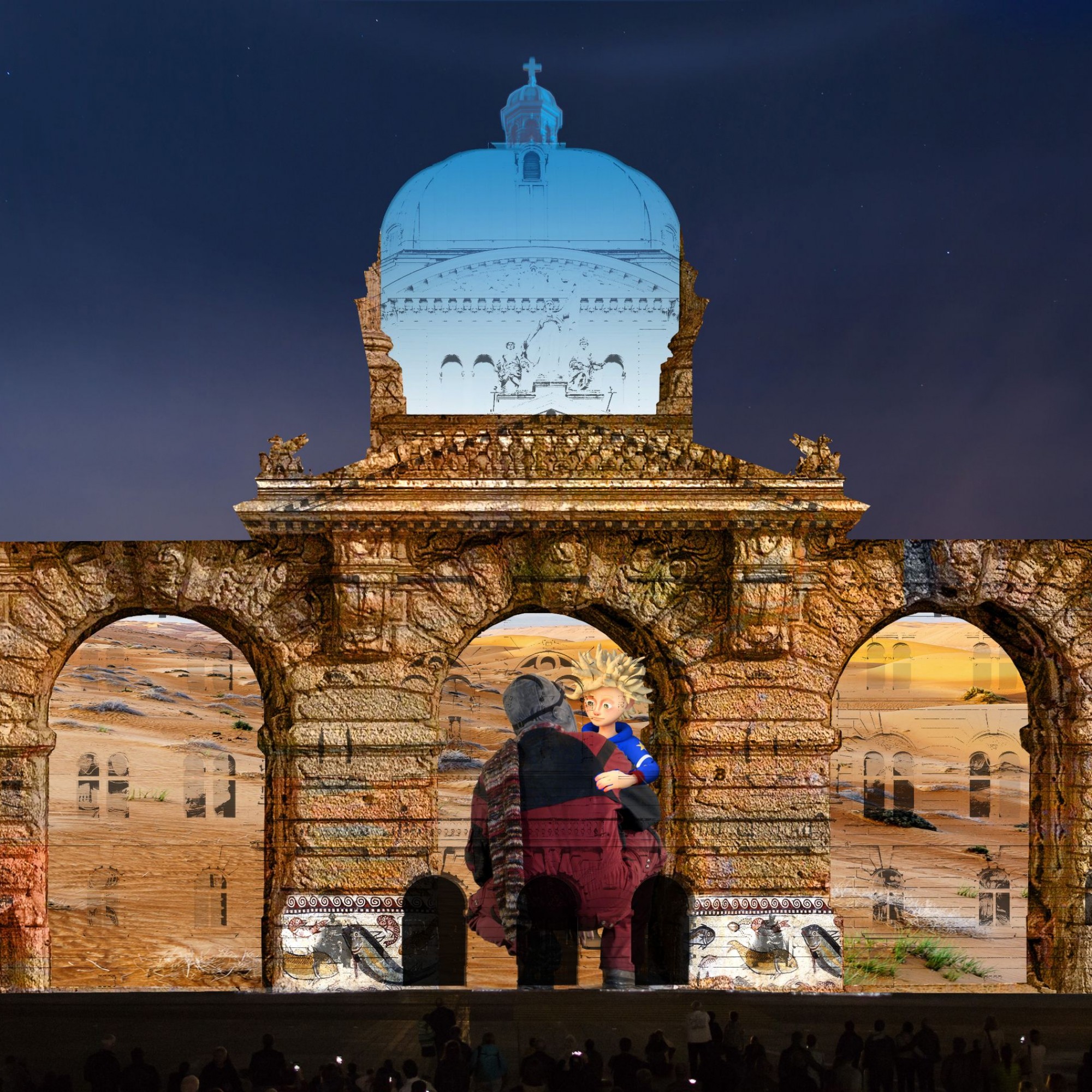 «Der kleine Prinz» an der Fassade des Bundeshauses: Abschied.