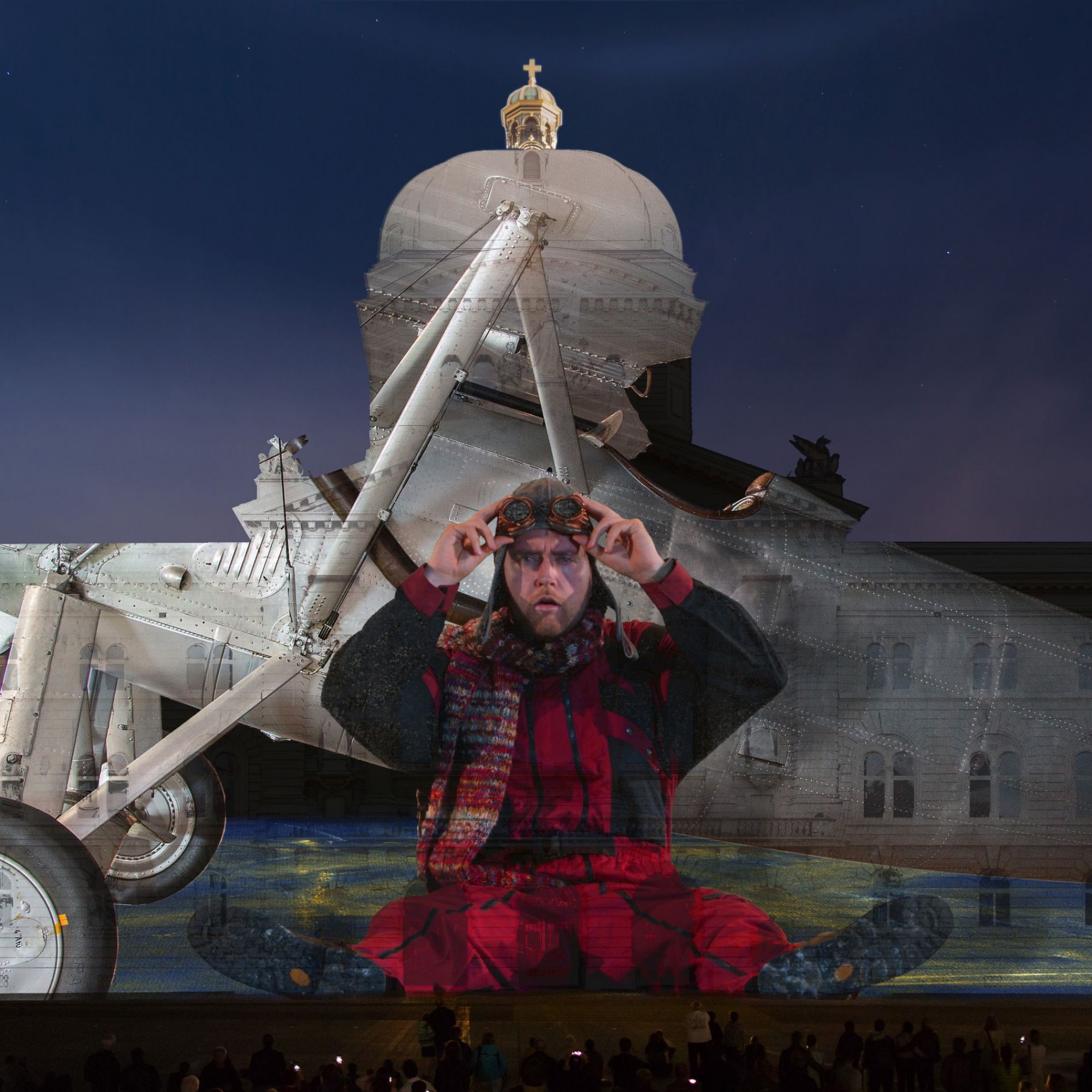 «Der kleine Prinz» an der Fassade des Bundeshauses: Der Pilot.