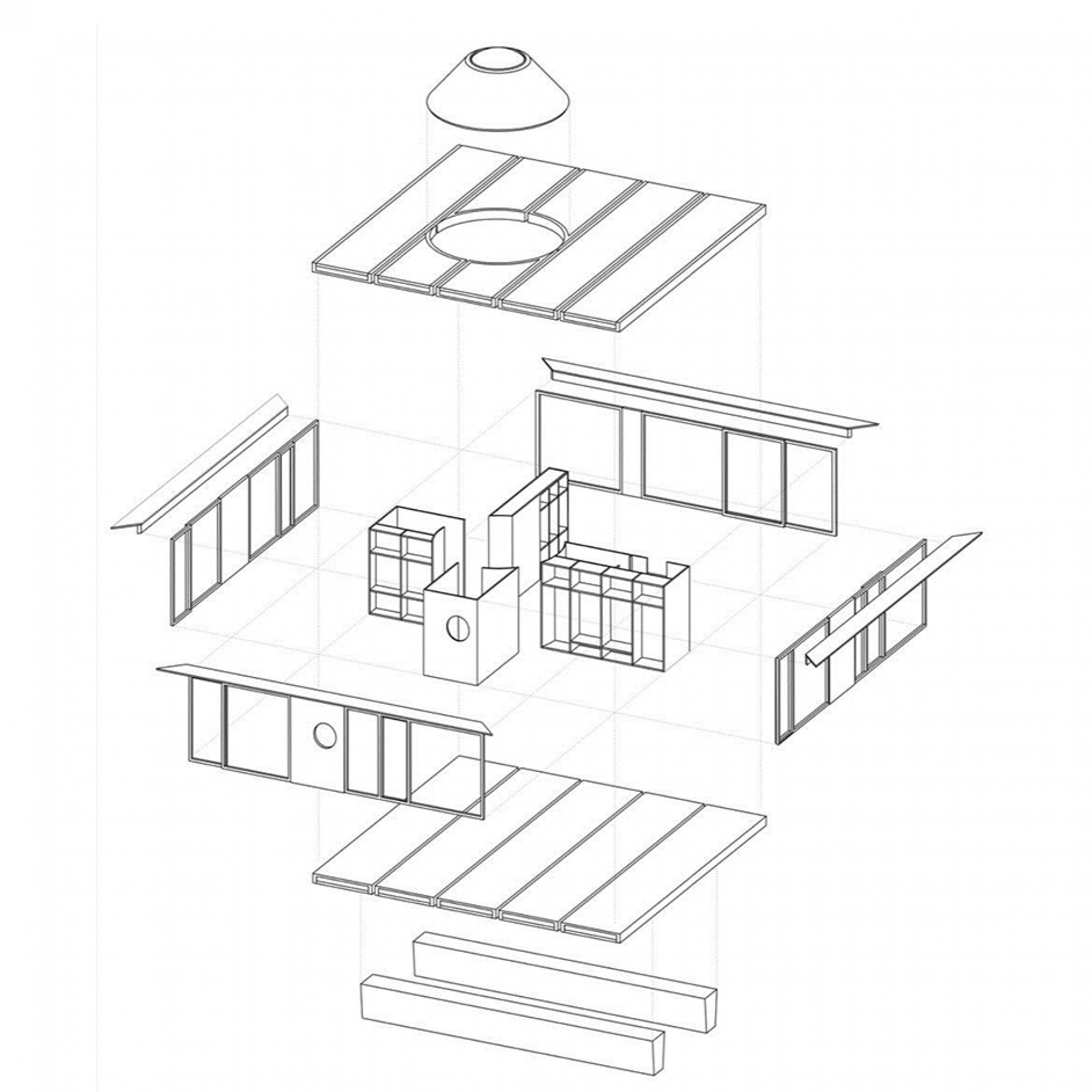 Das «Movable House» wird aus vorgefertigten Segmenten zusammengesetzt, deren Grösse und Gewicht so angepasst sind, dass alle Teile mit dem LKW angeliefert werden können.