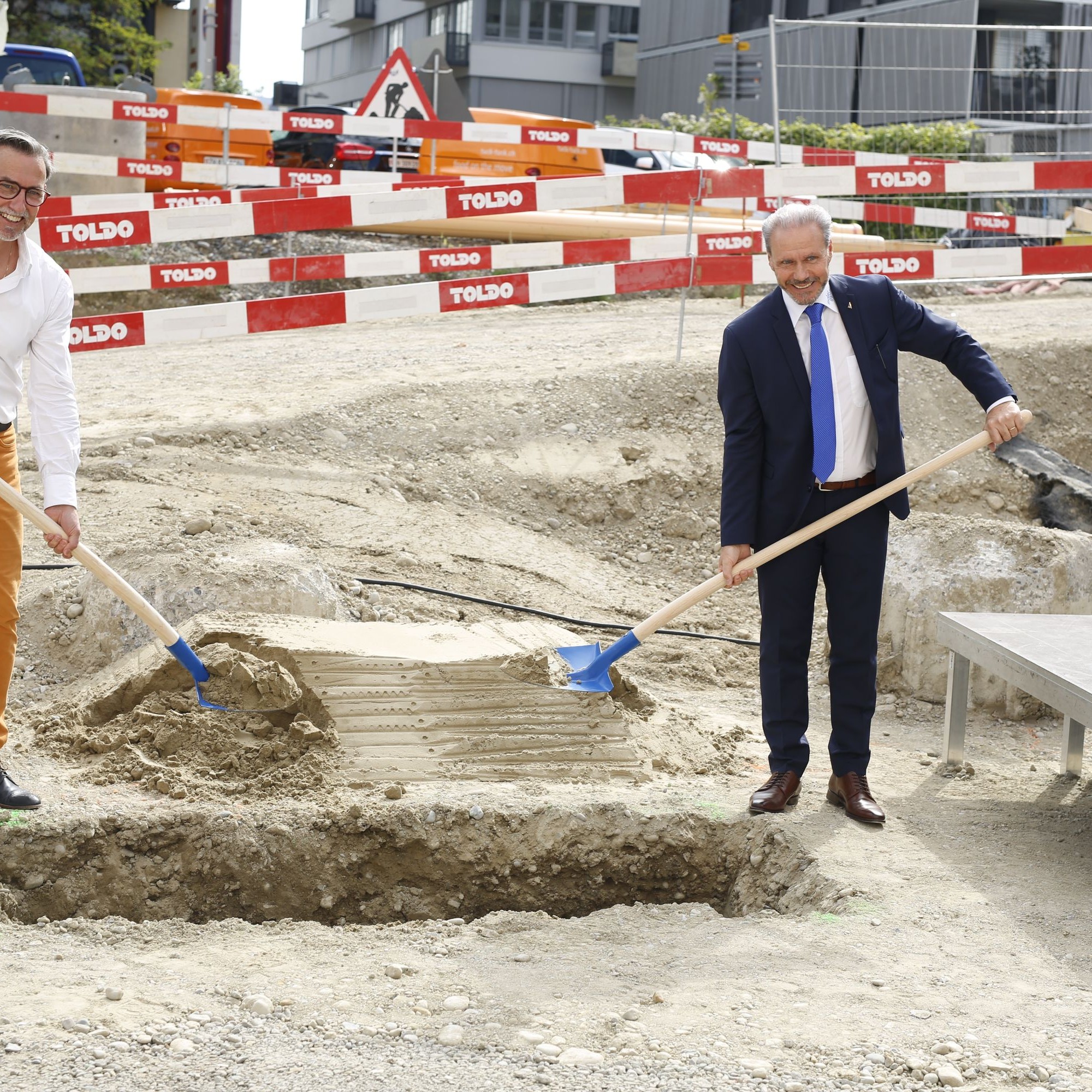 Peter Doderer, Ko-Präsident der Baukommission (links), SMGV-Zentralpräsident Mario Freda 