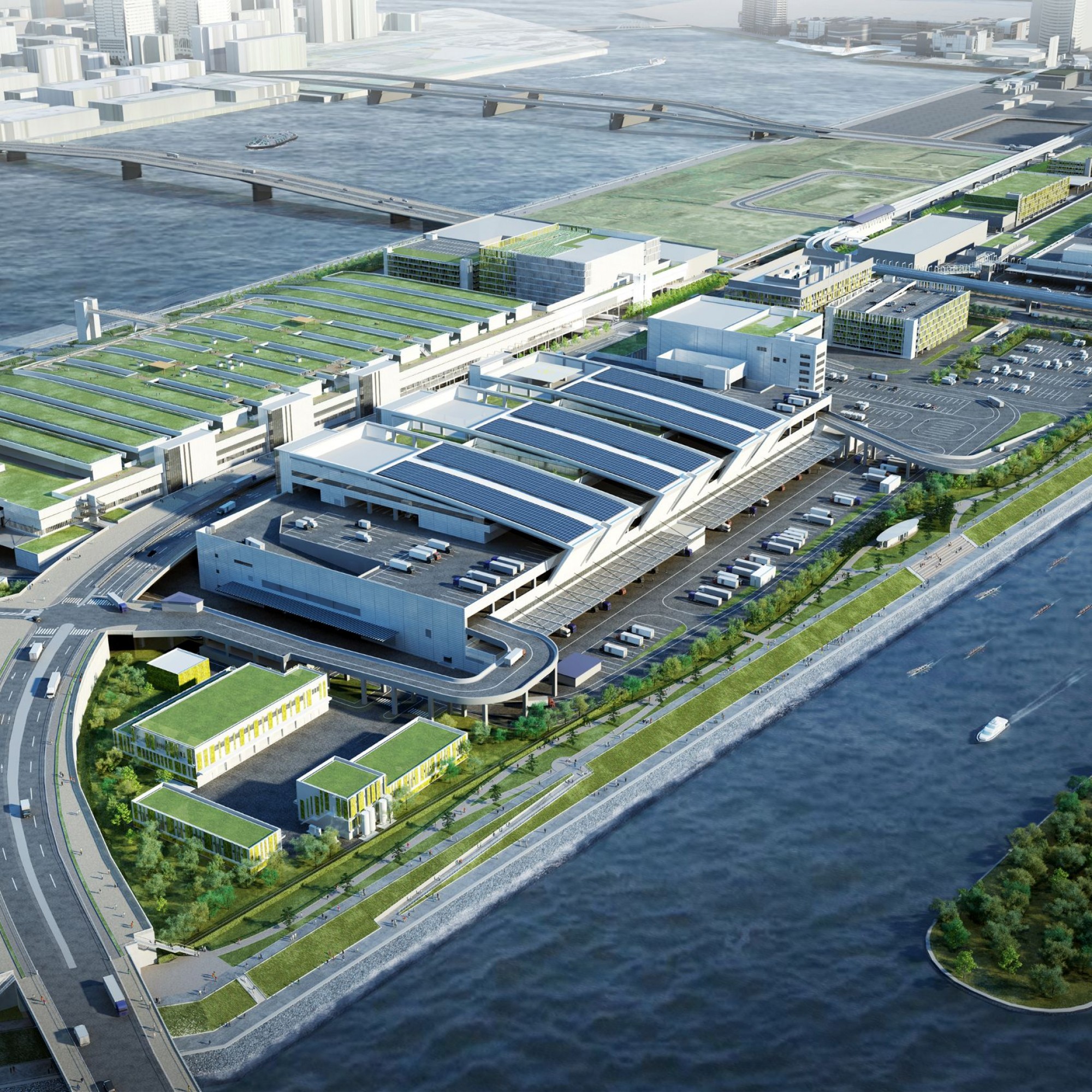 Visualisierung des neuen Fischmarktes in Toyosu.