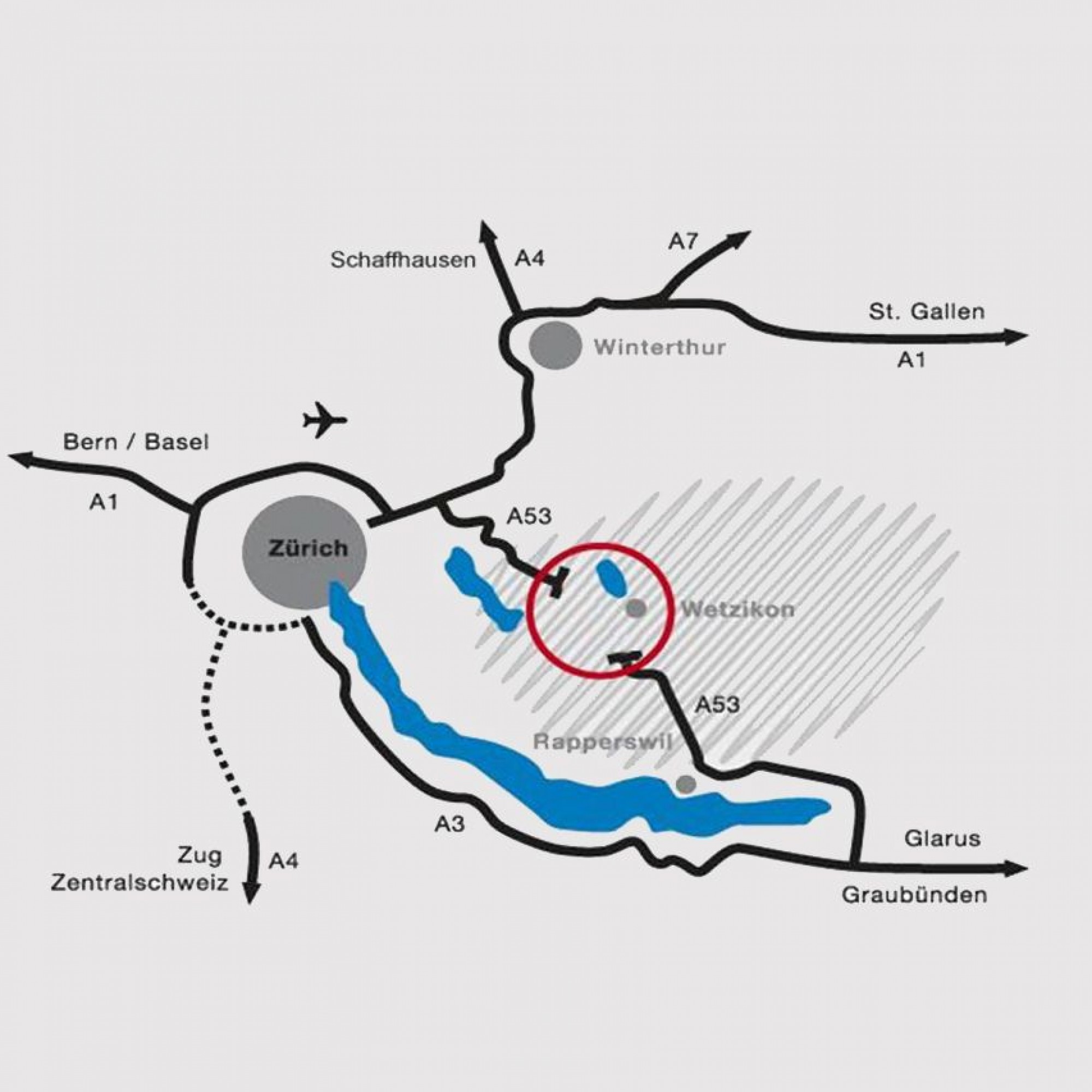 Hier befindet sich die Lücke, die die A53 unvollständig macht.