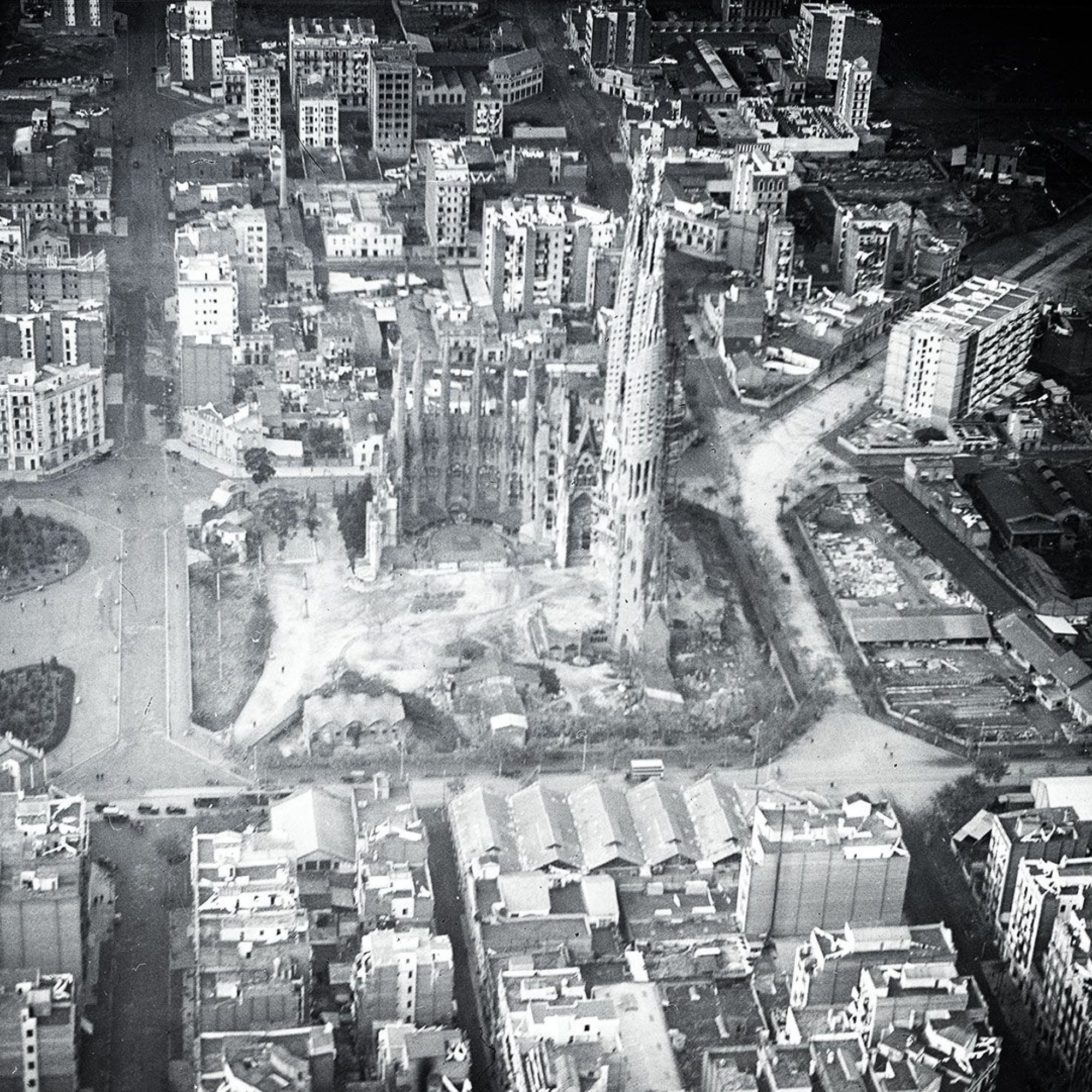 Baustelle der Sagrada Família um 1930/31.