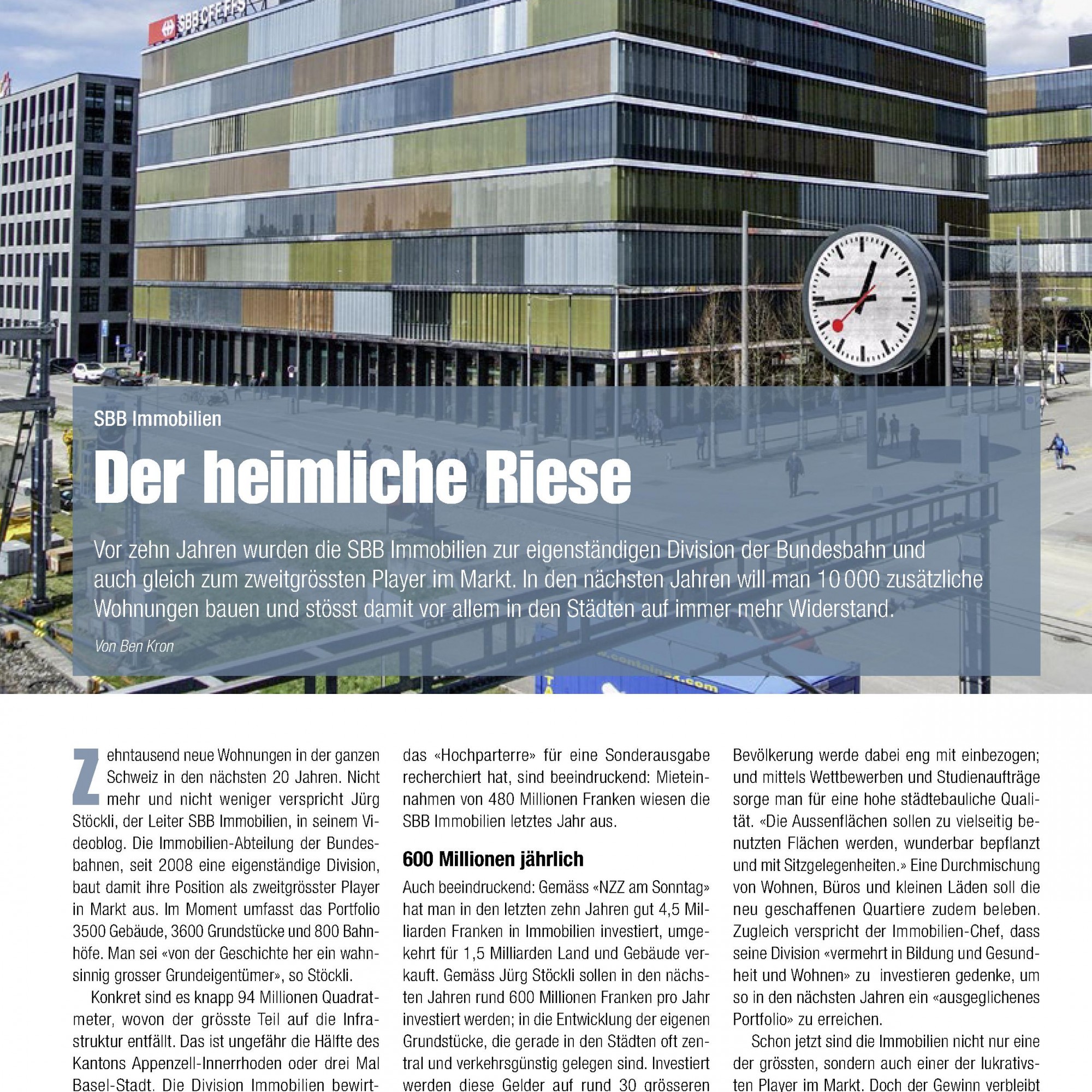 SBB Immobilien Der Heimliche Riese Baublatt
