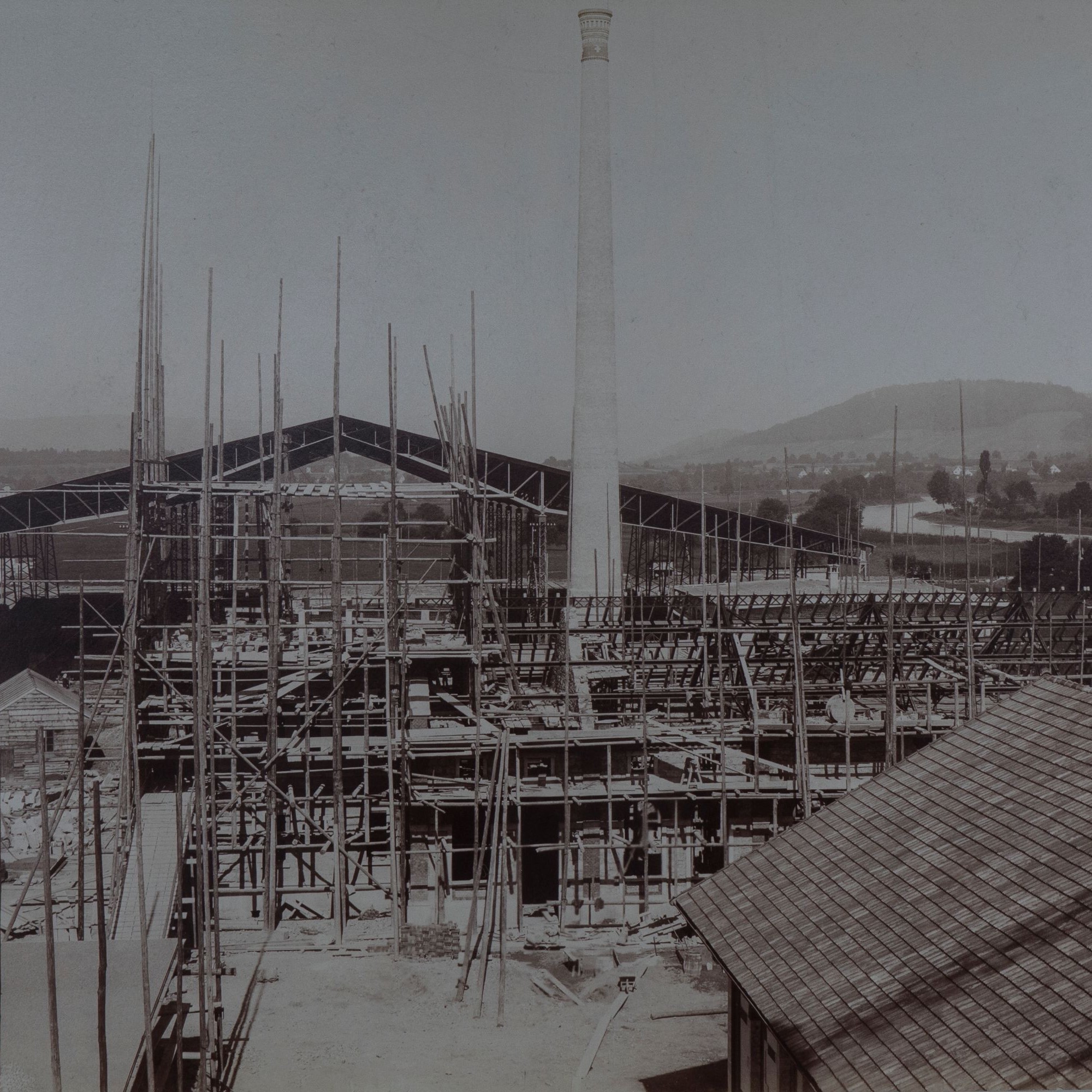 Hier ein Einblick beim Bau der Kraftzentrale und des Reservoirturms zwischen 1890 bis 1899.