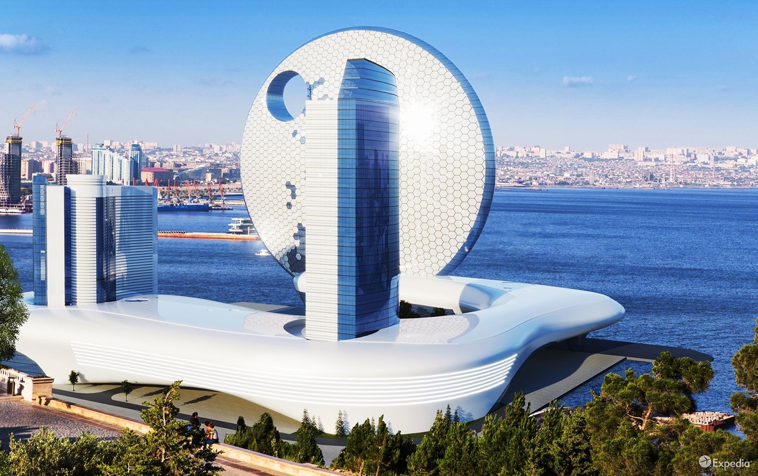 So hätte das «Full Moon Hotel» nach Entwürfen des südkoreanischen Büros Heerim Architects aussehen können.Die Visualisierung von Expedia zeigt: So hätte das «Full Moon Hotel» nach Entwürfen des südkoreanischen Büros Heerim Architects aussehen können.