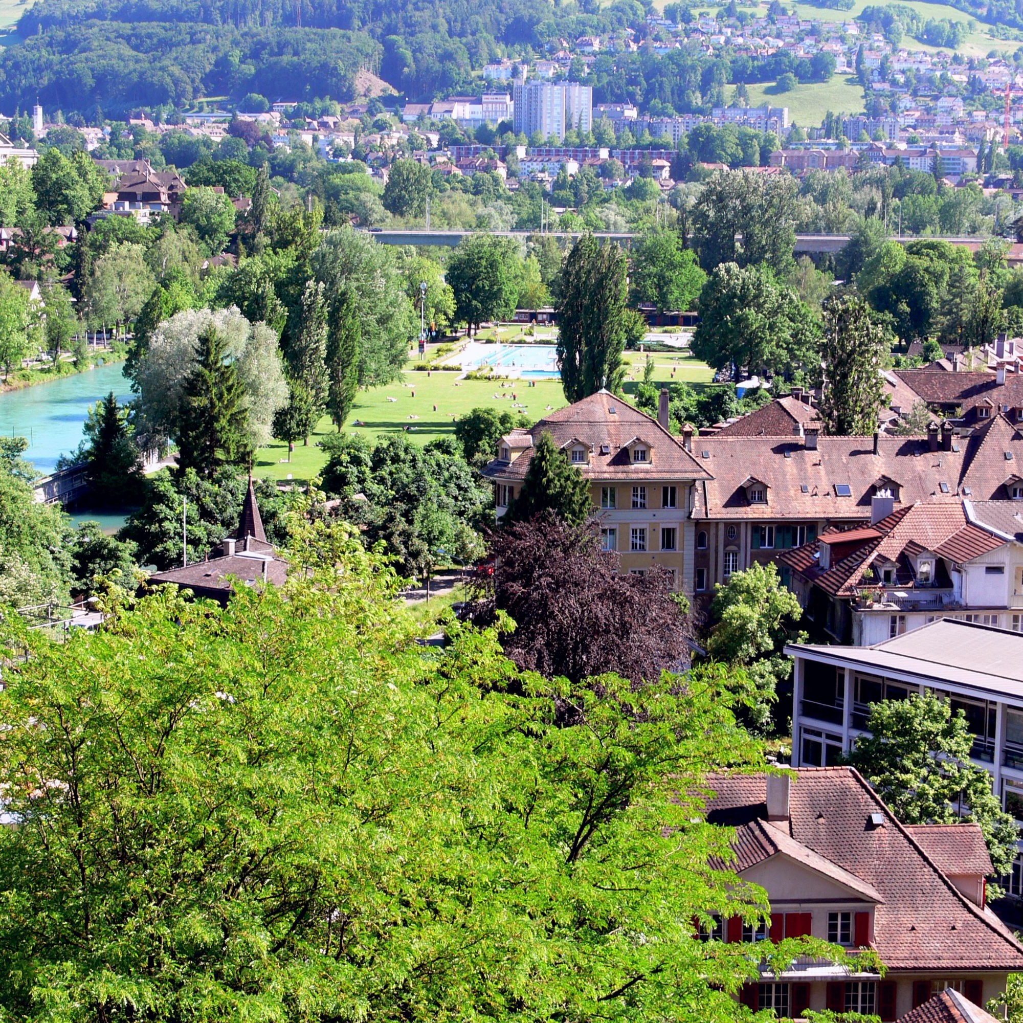 Blick auf das heutige Marzilibad an der Aare.