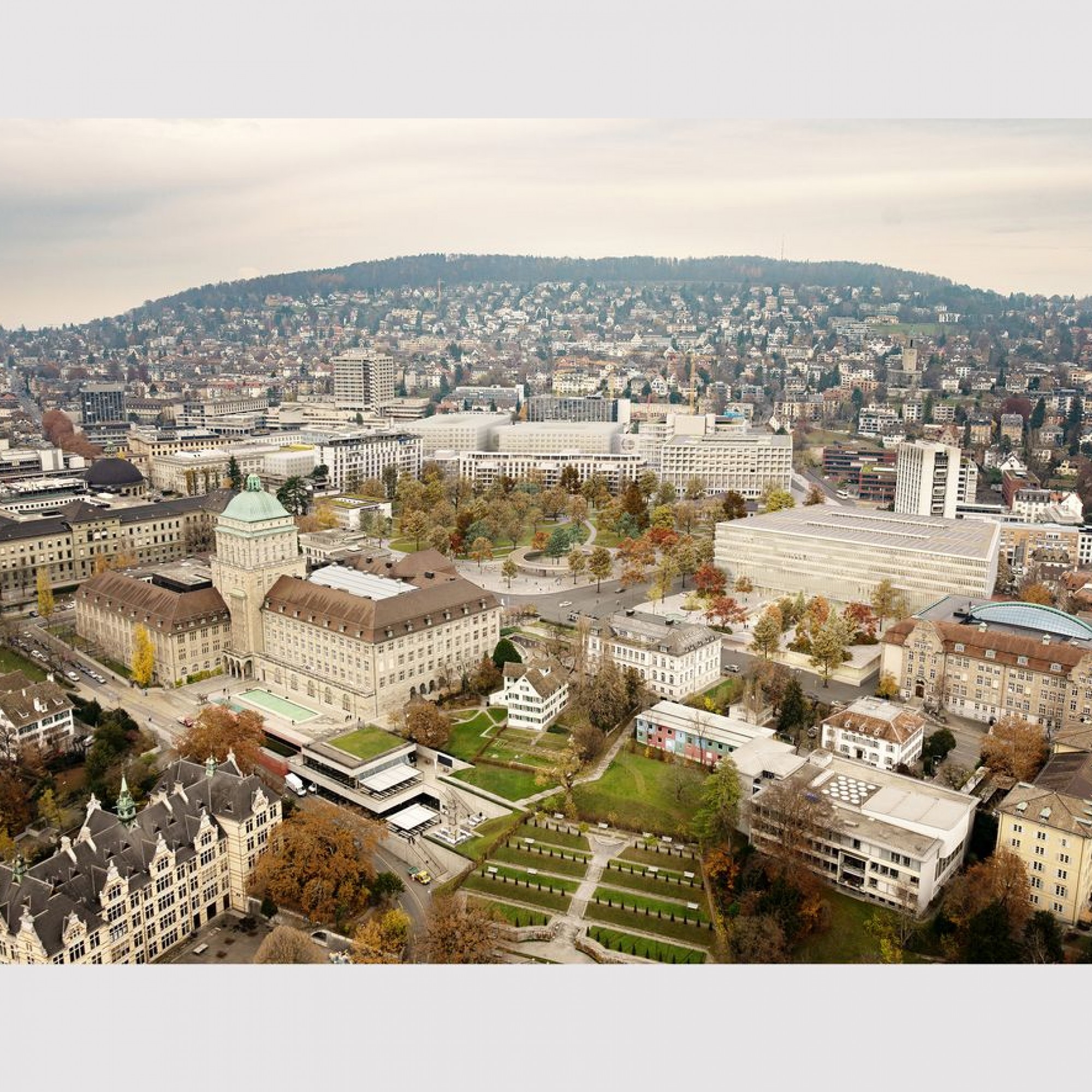 Blick auf das künftige Hochschulgebiet im Zentrum der Stadt Zürich.
