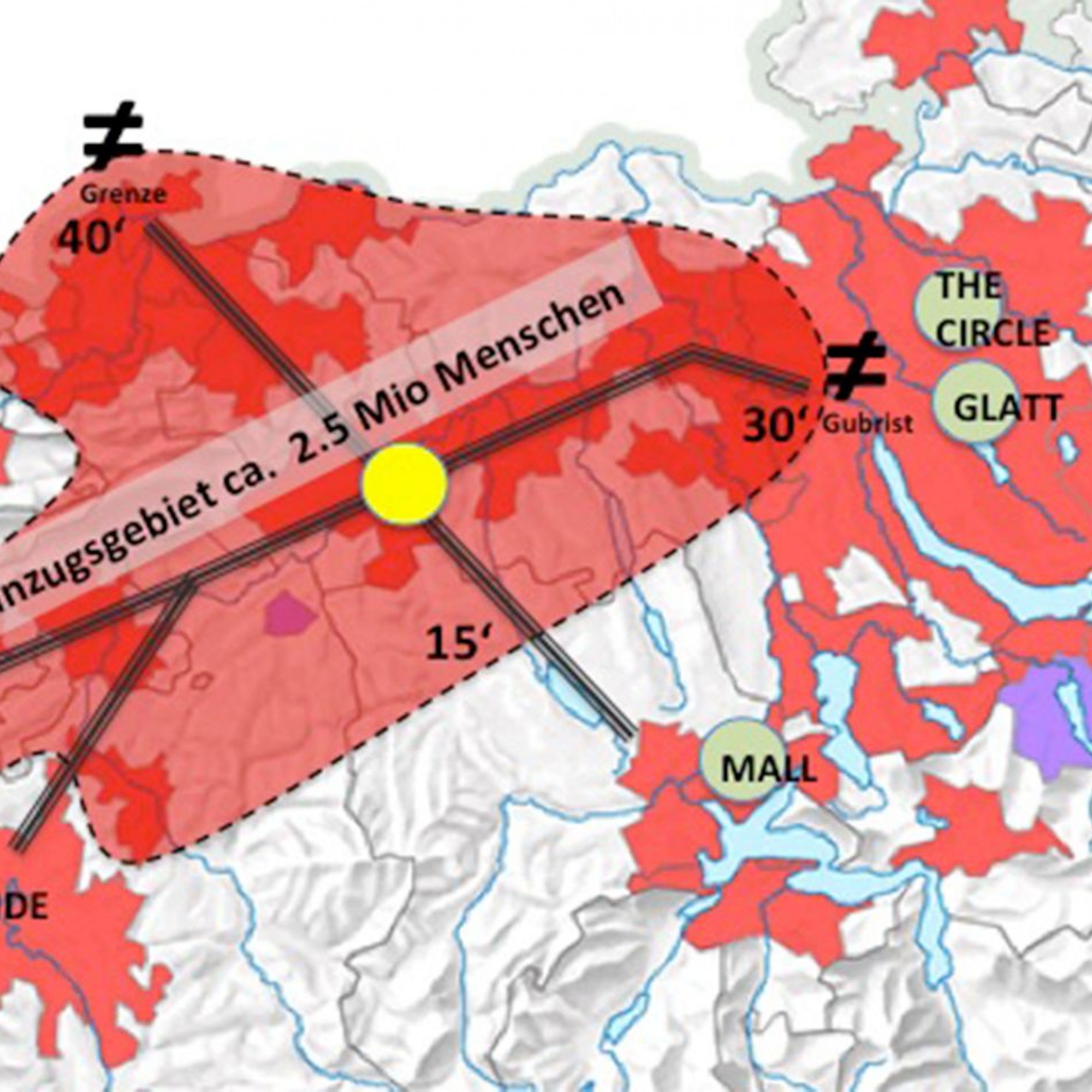 Überbauuung Autobahnkreuz Oftringen, Einzugsgebiet