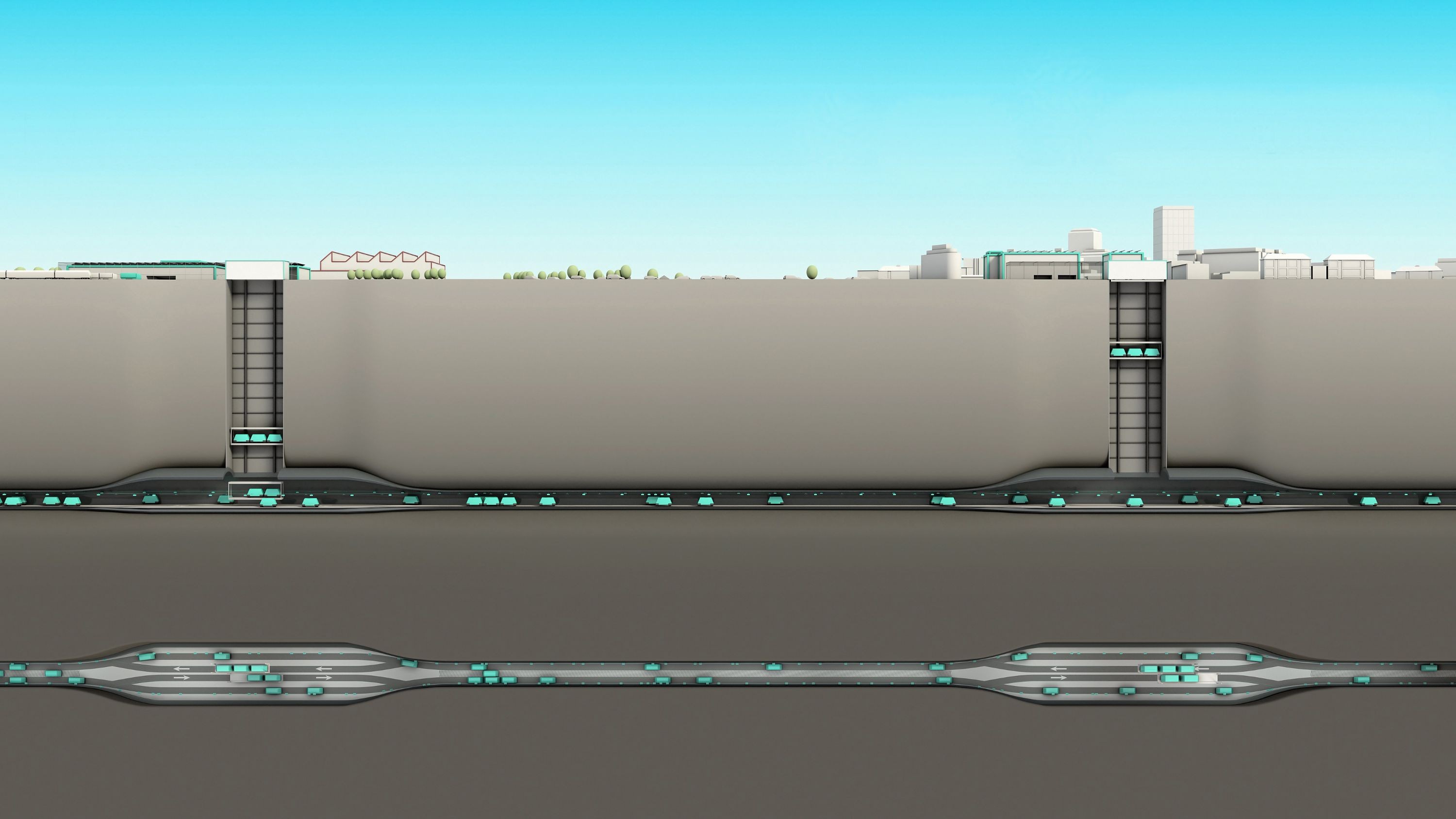 Cargo sous Terrain, Querschnitt der Strecke