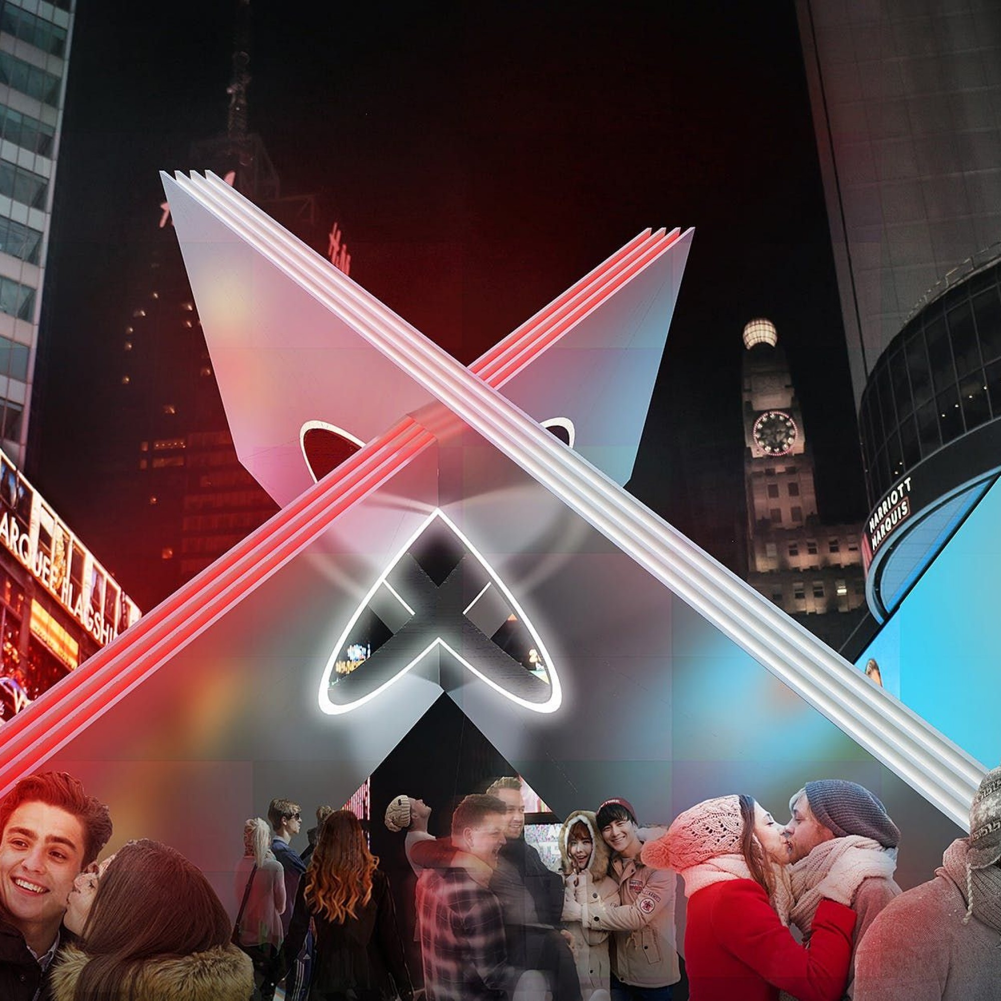 Valentinstag: Das X von Reddymade auf dem Times Square in New York