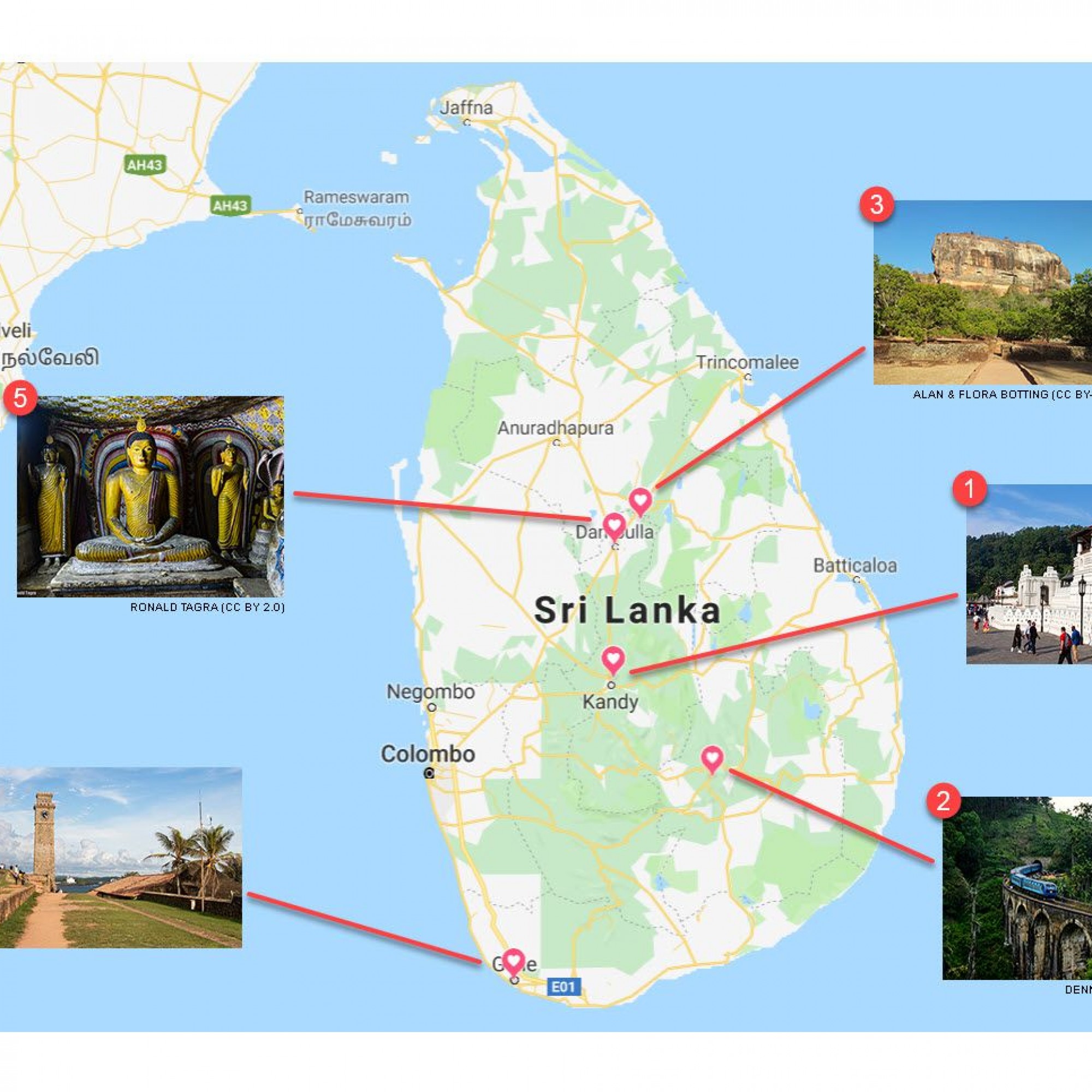 Baublatt-Favoriten der historischen Bauwerke in Sri Lanka