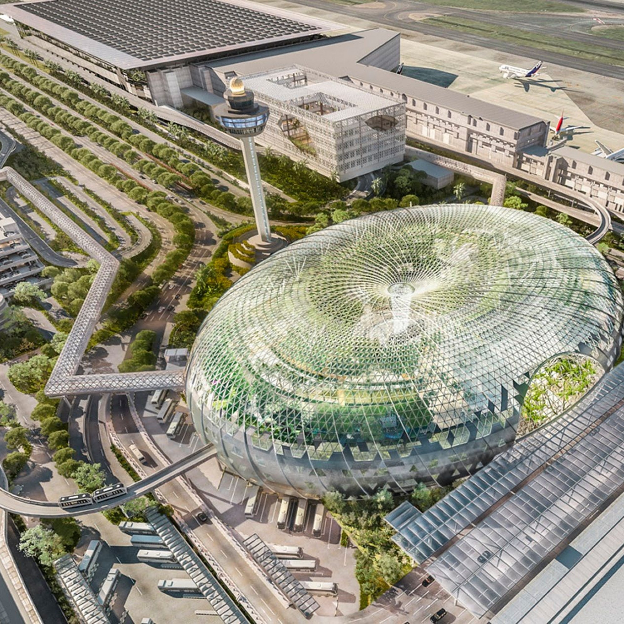Visualisierung des neuen Jewel Changi Airport.