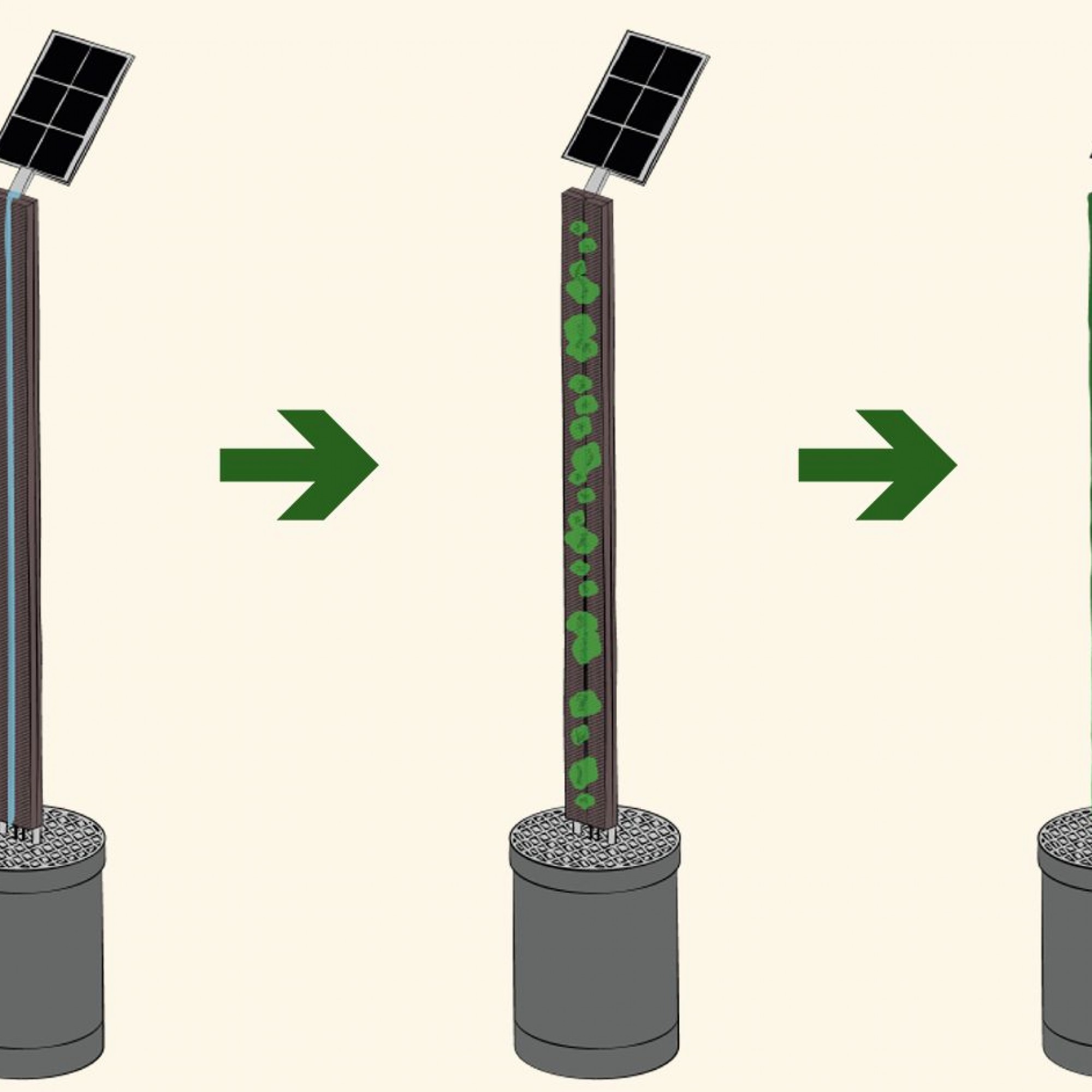 Illustration des selbstbegrünenden Bauelements. (Quelle: artificial-ecosystems.com)