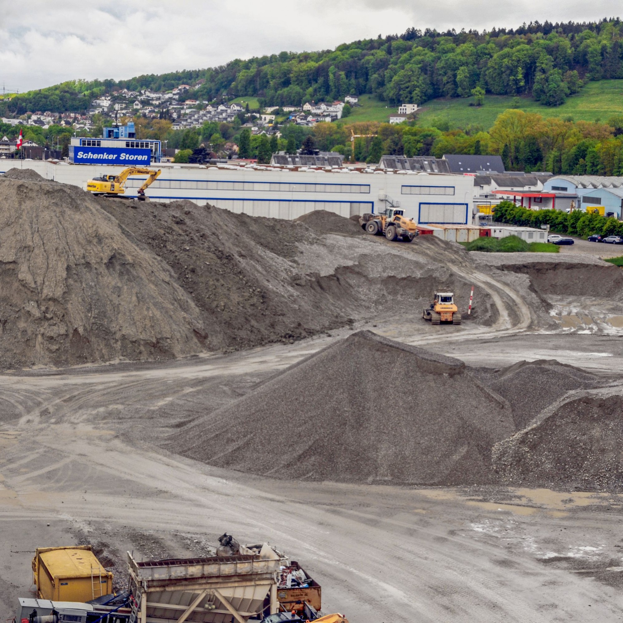 Eppenbergtunnel-Baustelle: Ausbruchmaterial wird zwischengelagert.