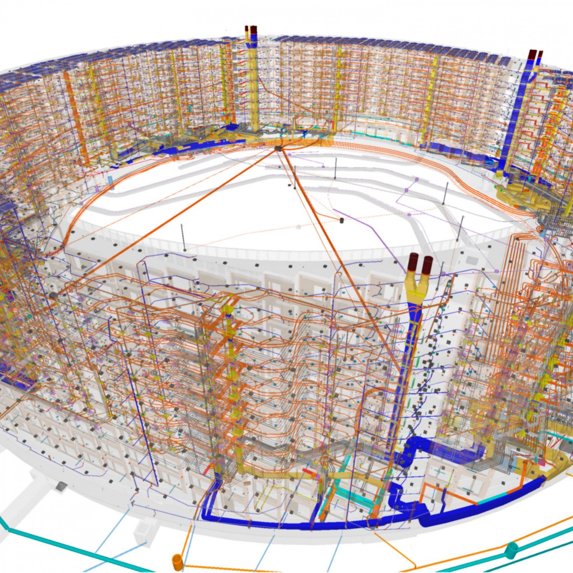 Der hochkomplexe bauliche Wirbel in der BIM-transparenten Version: Dank digitaler Planung kann der Totalunternehmer Losinger Marazzi die extrem kurze Bauzeit von genau 900 Tagen einhalten.