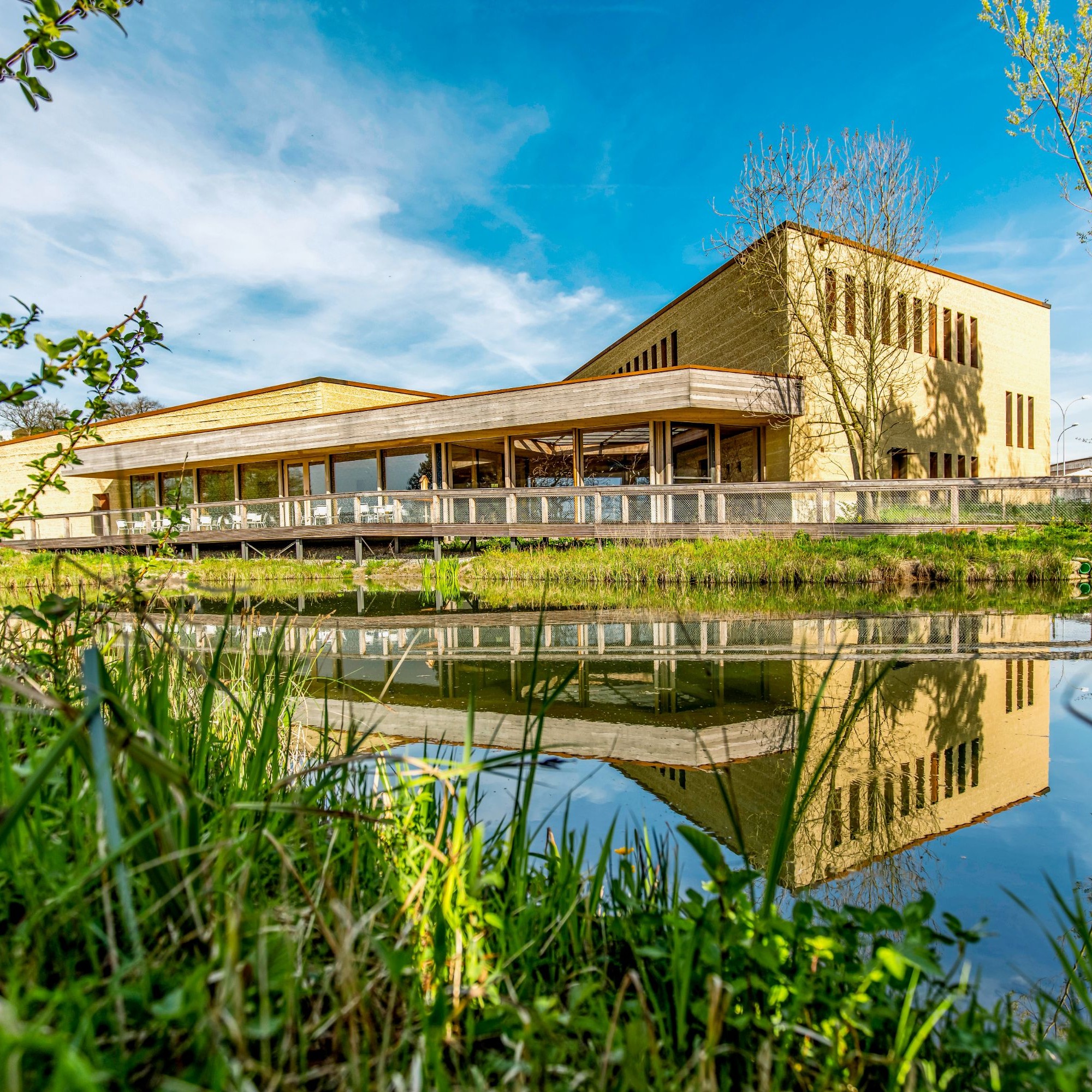 Aus Lehm und Holz: das Besuchszentrum der Volgelwarte Sempach. 