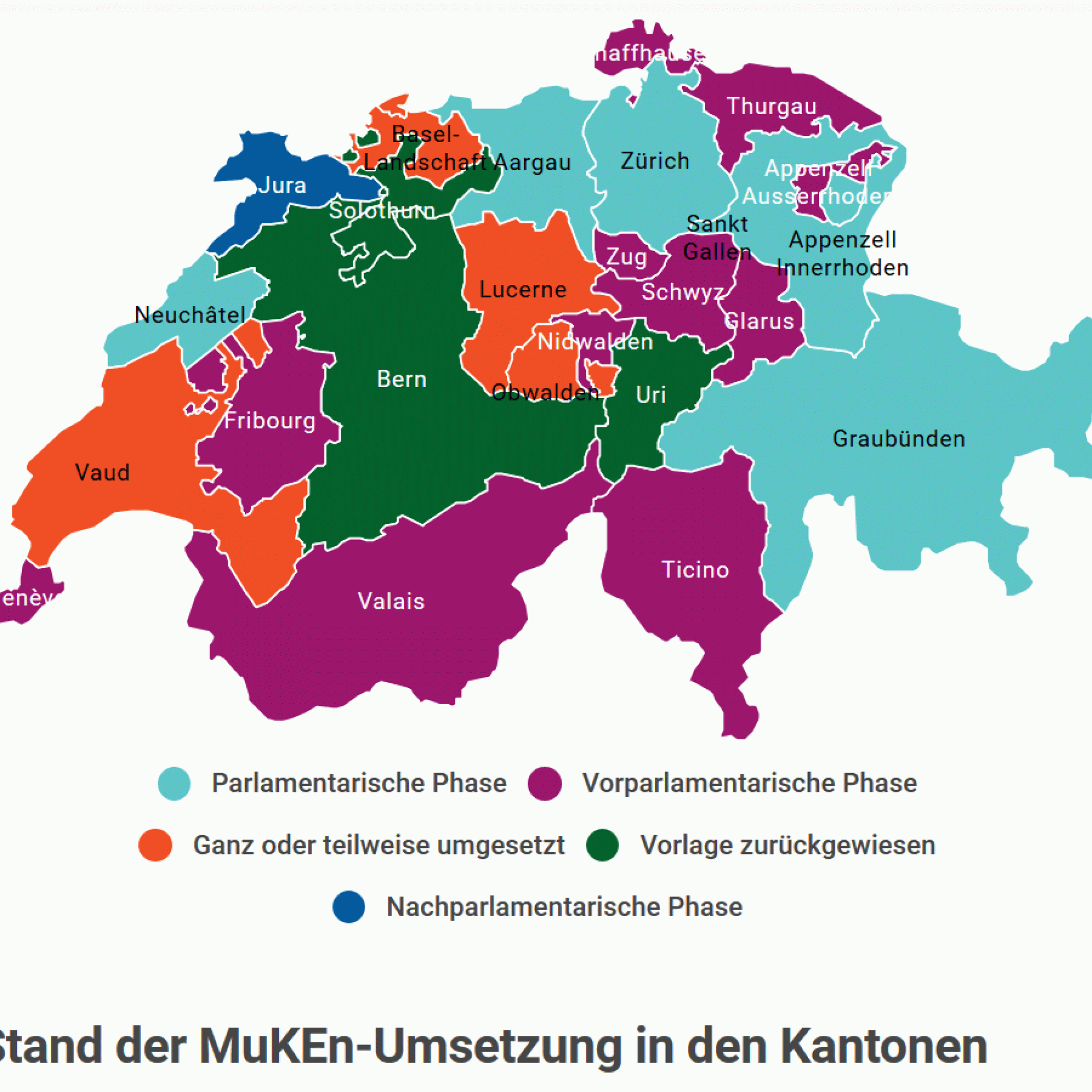 Schweizer Karte Umsetzung Energievorschriften