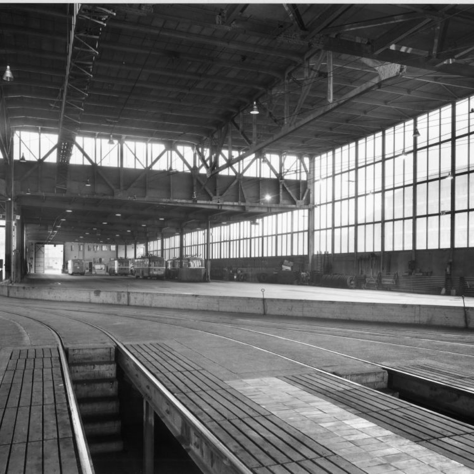 Innenansicht Depothalle, 1955.