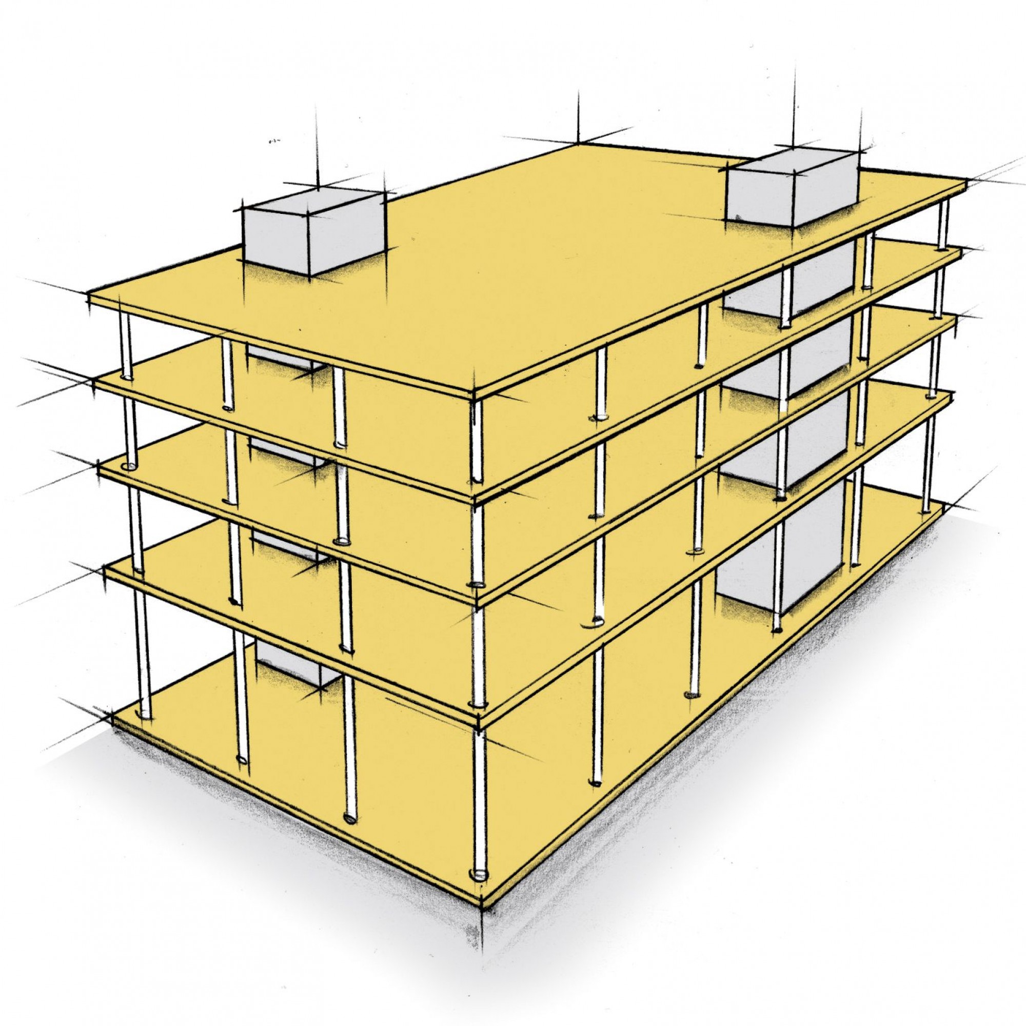 Die neuen Technologien ermöglichen es, flächig tragende Bauteile aus Holz für Geschossdecken zu bauen.