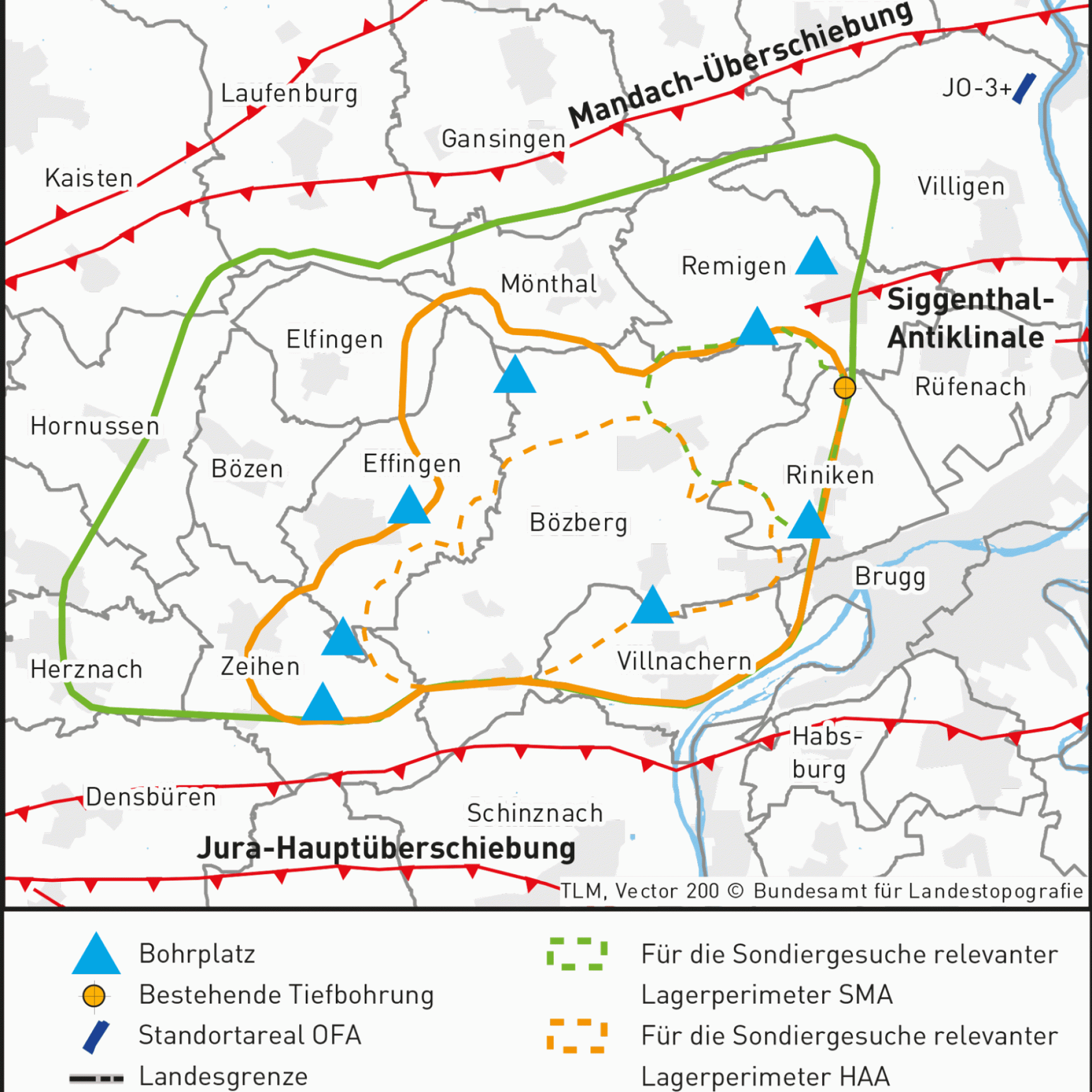 Nagra: Bohrplätze Jura Ost