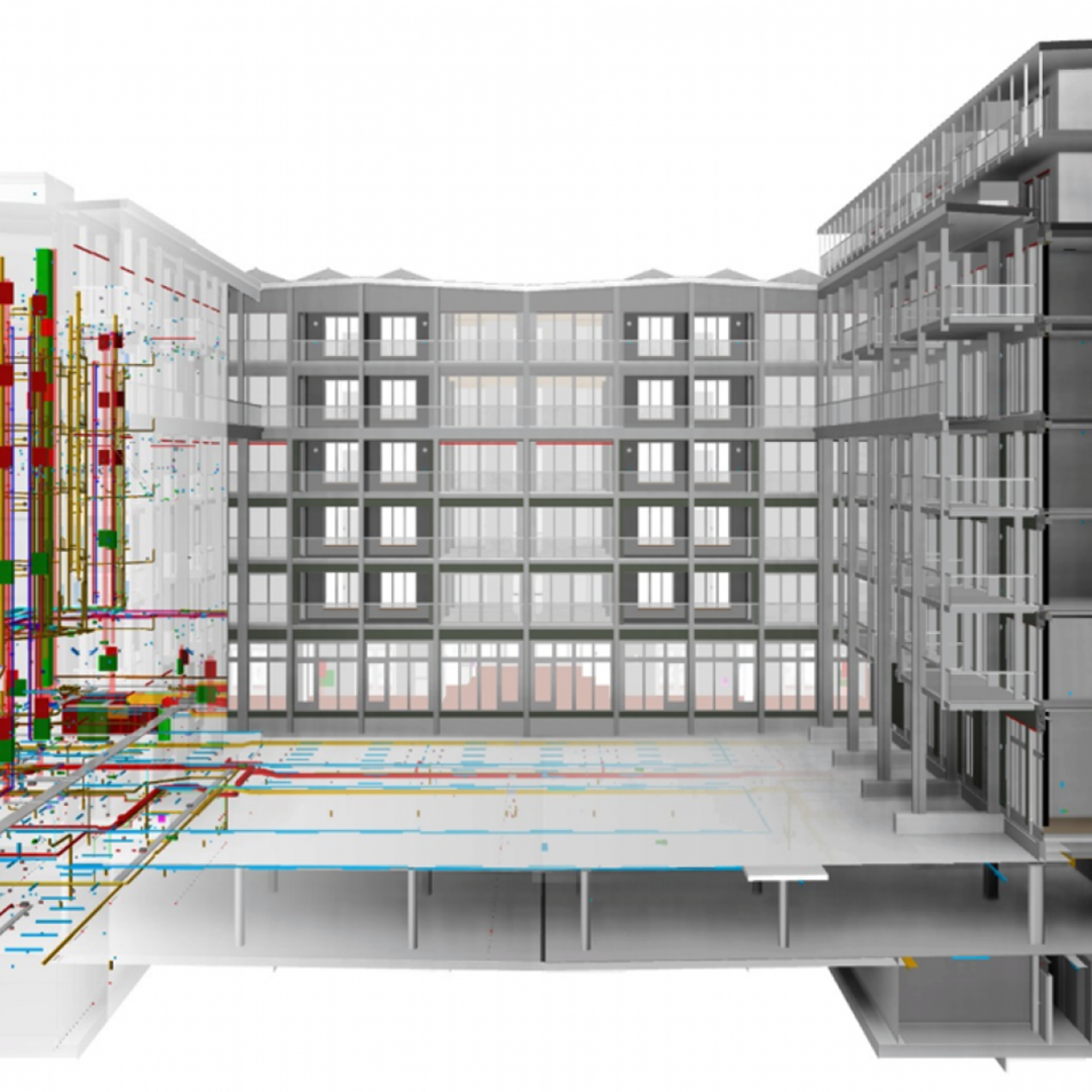 Auf dem BIM-Modell sind nicht nur alle Elemente modelliert, sondern auch die ganze Haustechnik eingezeichnet.