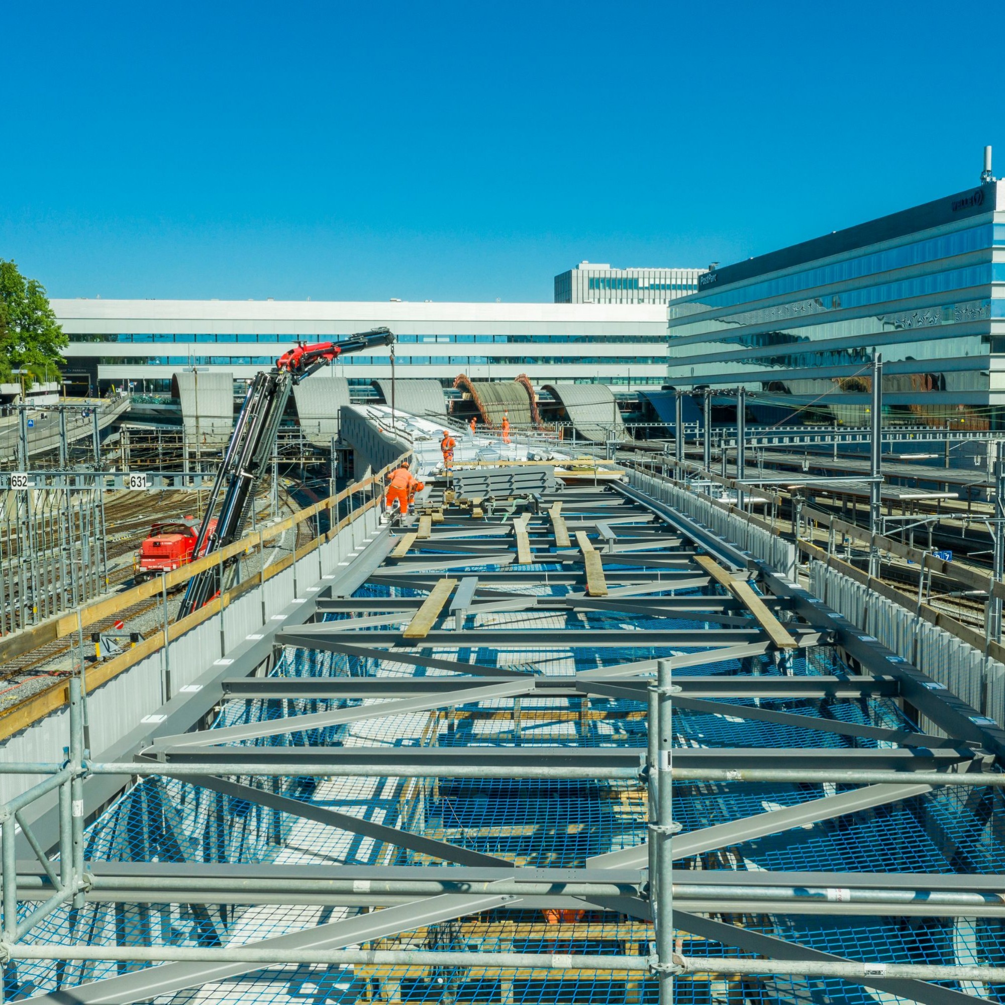 Stahlkonstruktion auf dem Bahnhof Bern