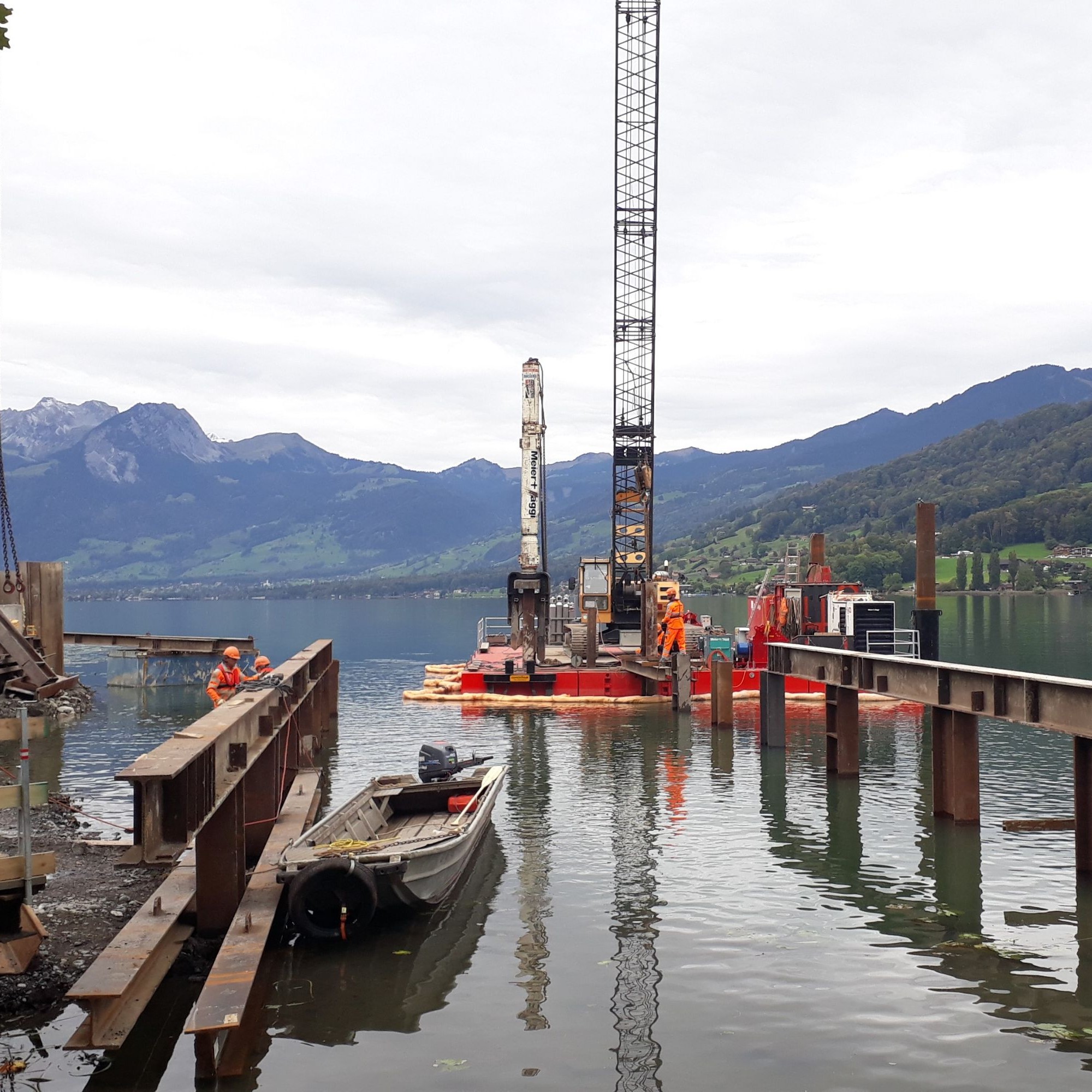 Die Baustelle für das Einlaufbauwerk des Hochwasserentlastungsstollens in Sachseln. 